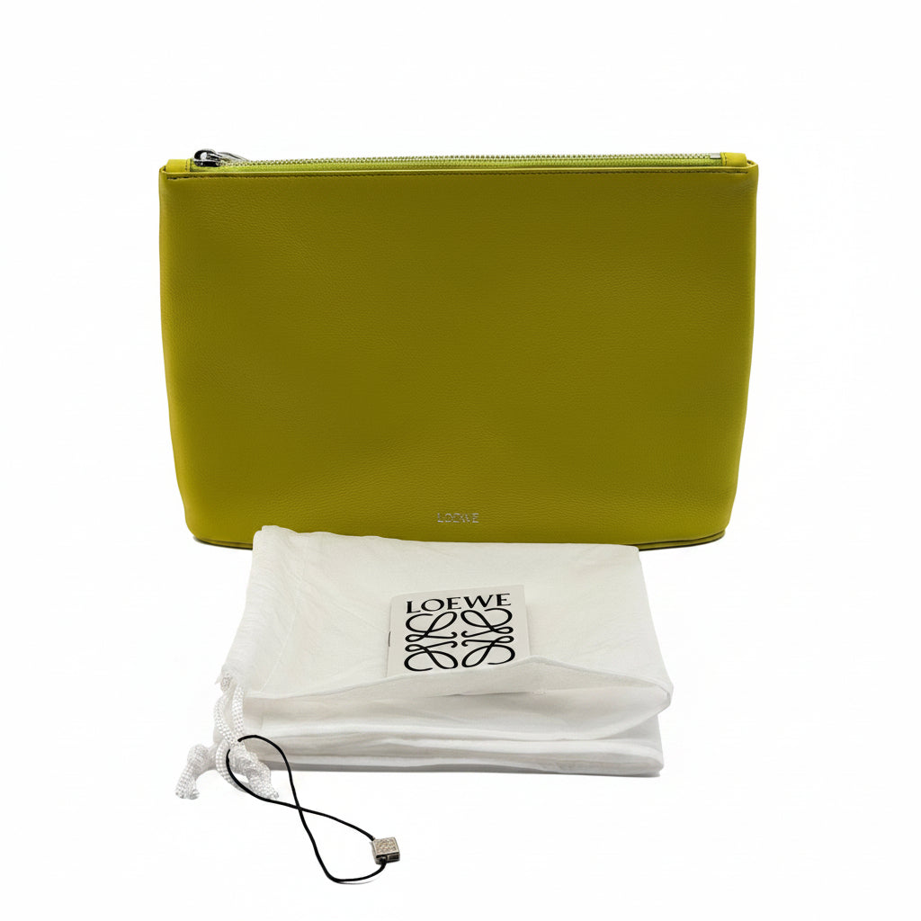 loewe mini pouch lime green leather