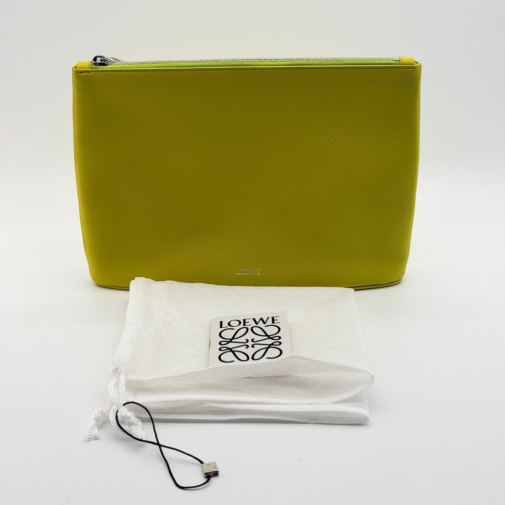 Loewe Leather Clutch Bag Lime Green