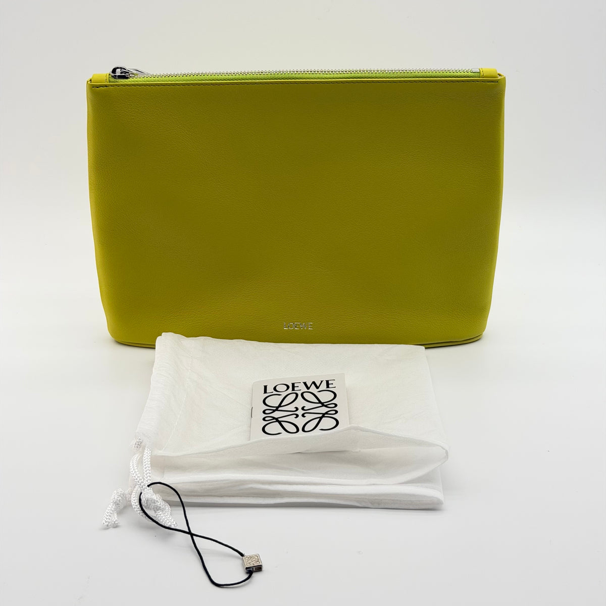 Loewe Leather Clutch Bag Lime Green