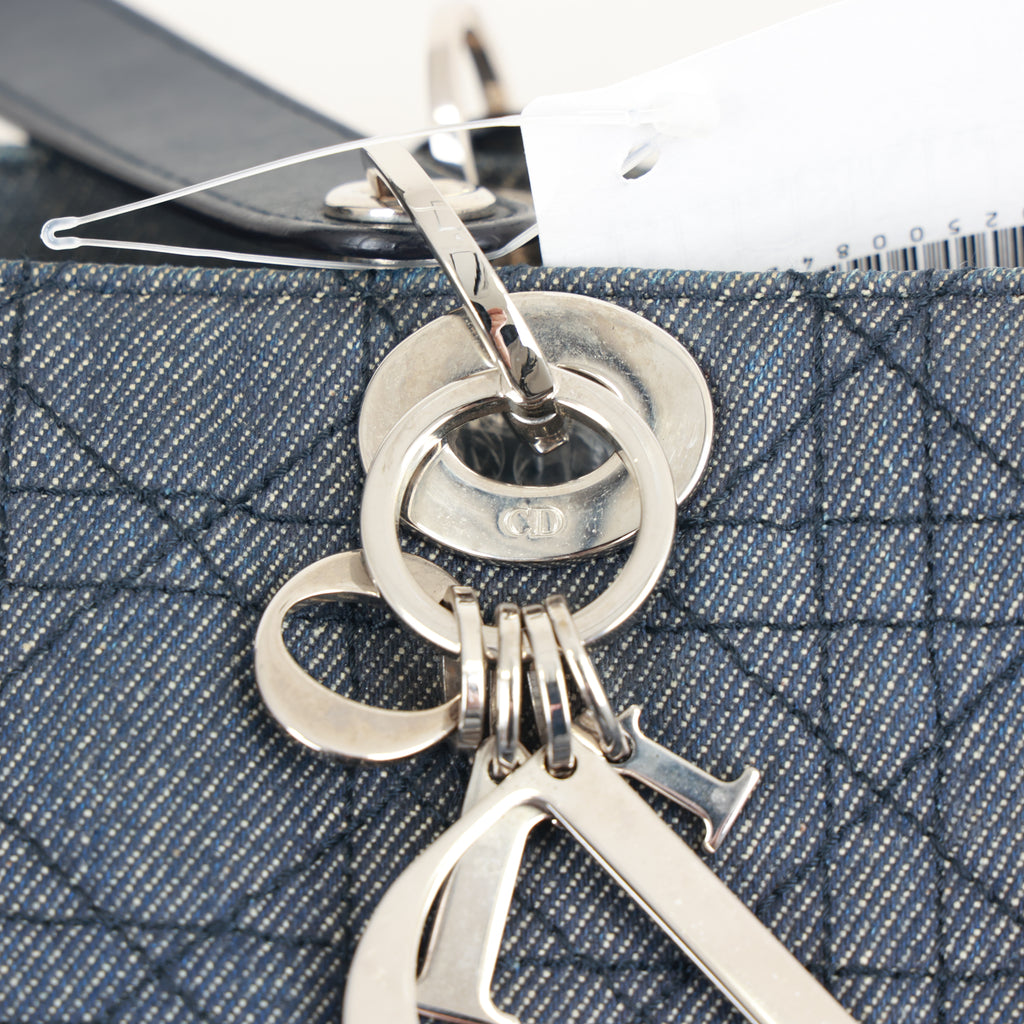 Christian Dior Denim Cannage Tote Bag Shoulder Bag