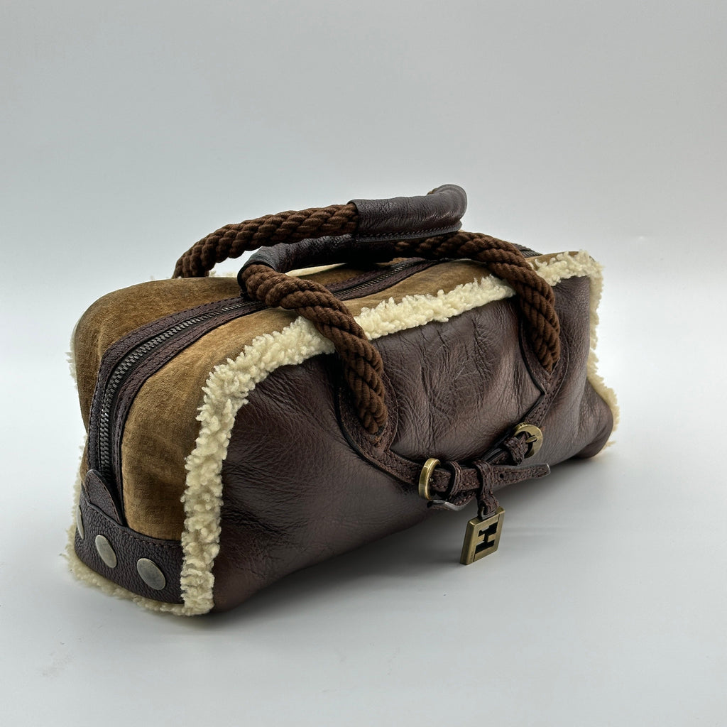Fendi Shearling Leather Mouton Brown Handbag