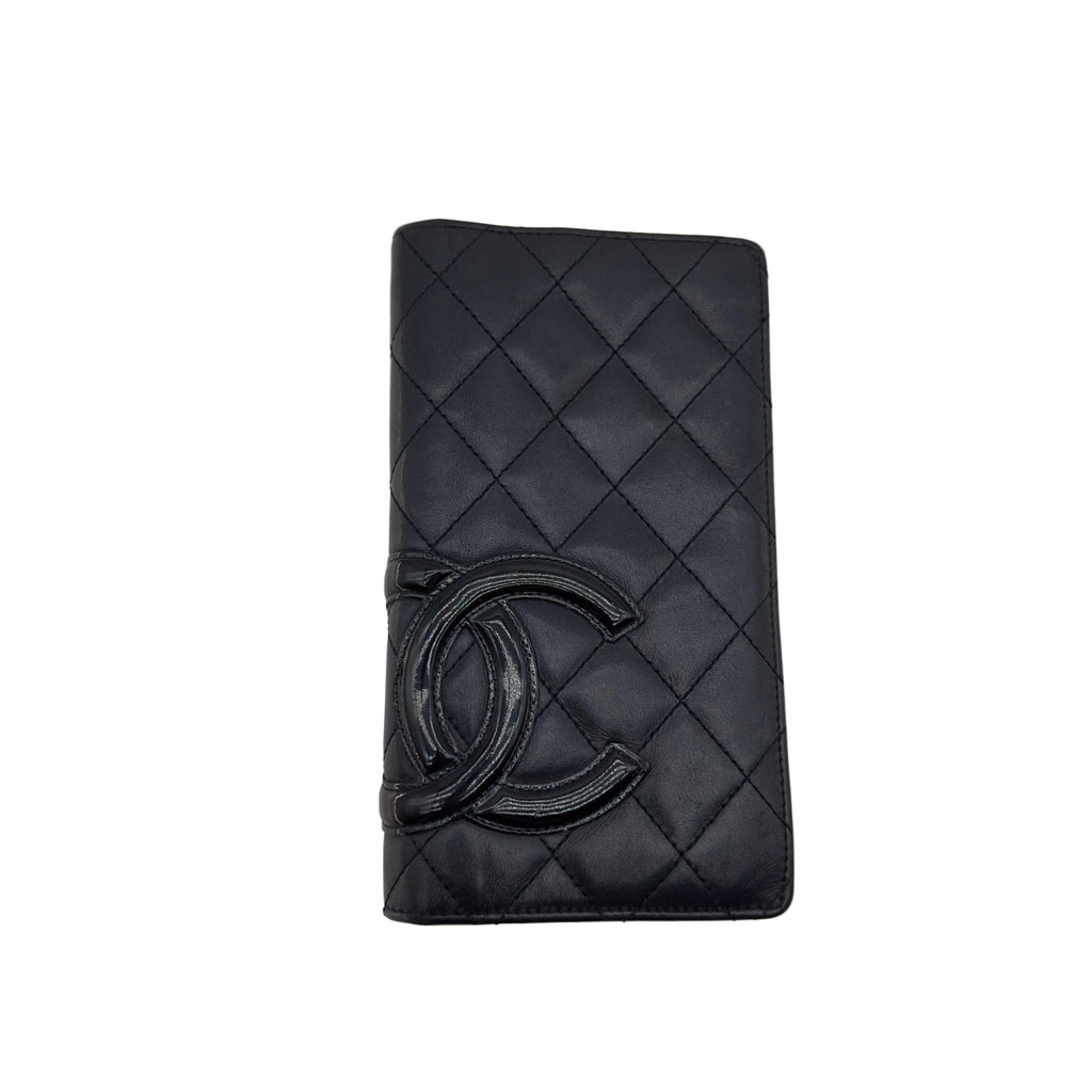 Chanel Quilted Calfskin Cambon Line Long Black and Pink Bifold Wallet