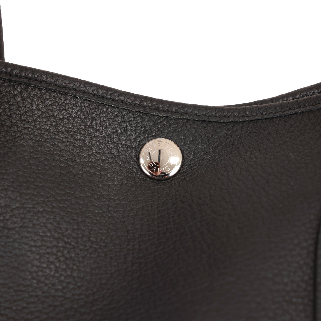 Hermes Garden Party 36 PM Black Canvas Tote Bag □O Stamp Restored Color Touch Up