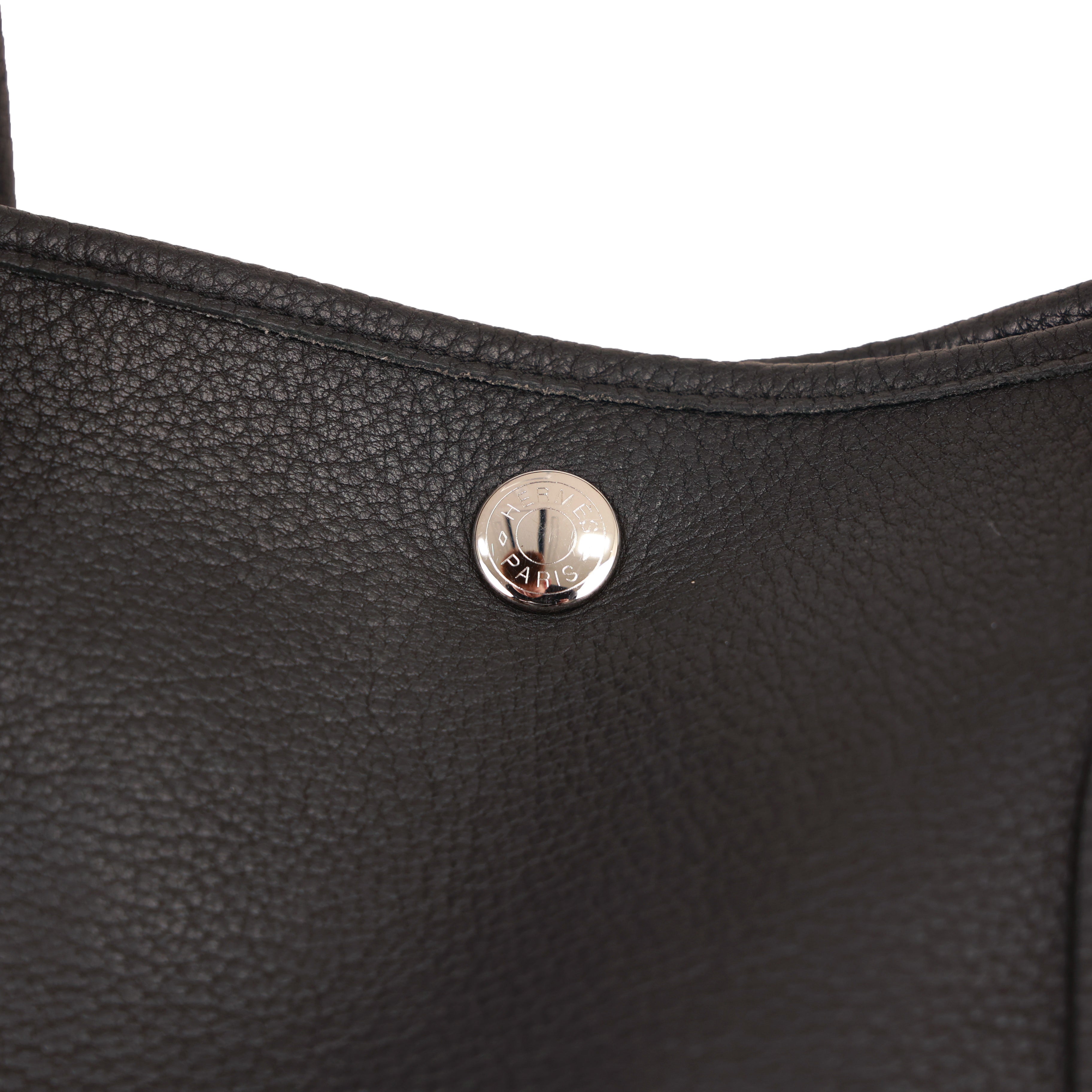 Hermes Garden Party 36 PM Black Canvas Tote Bag □O Stamp Restored Color Touch Up