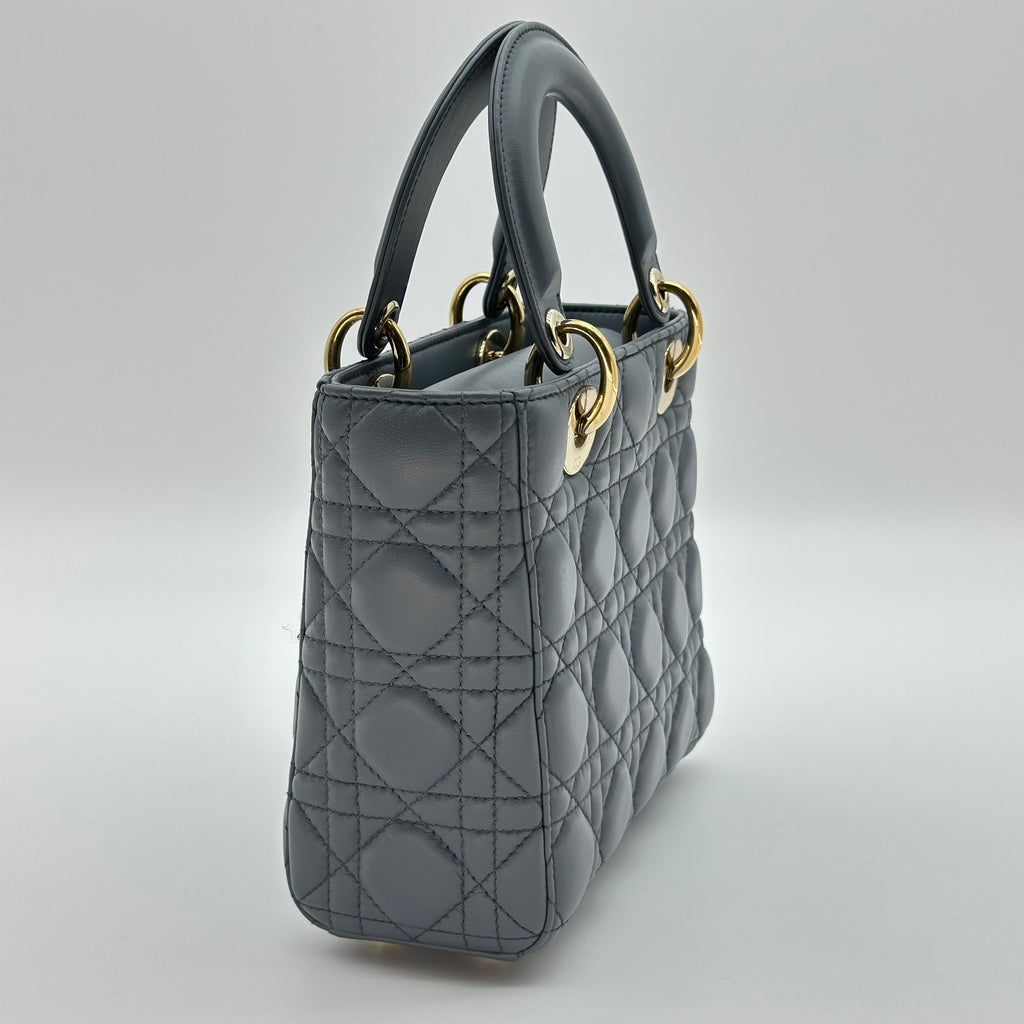 Christian Dior Lambskin Small My ABCDior Lady Dior Grey