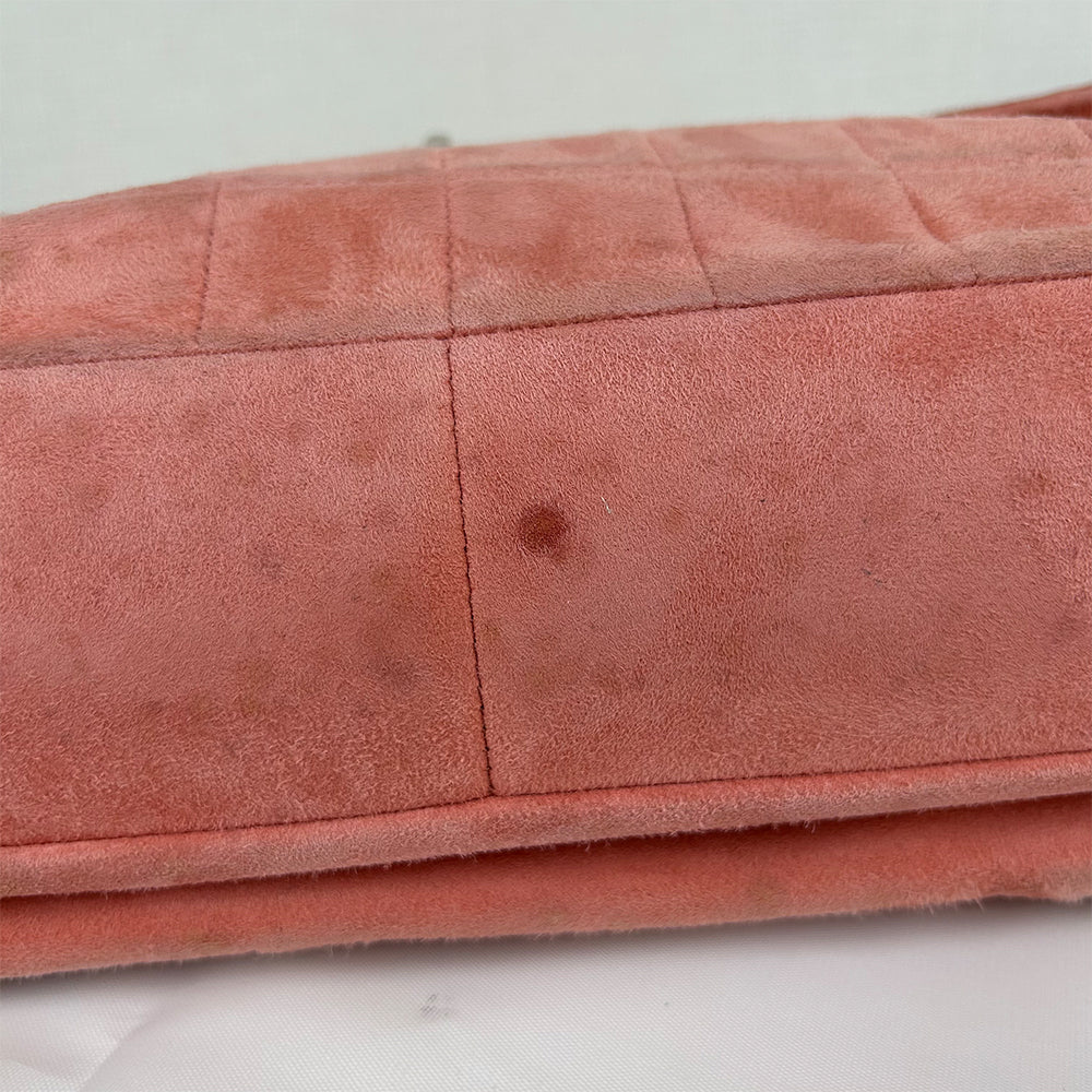 Chanel Pink Choco Bar Reissue Suede Flap Bag Leather Metal
