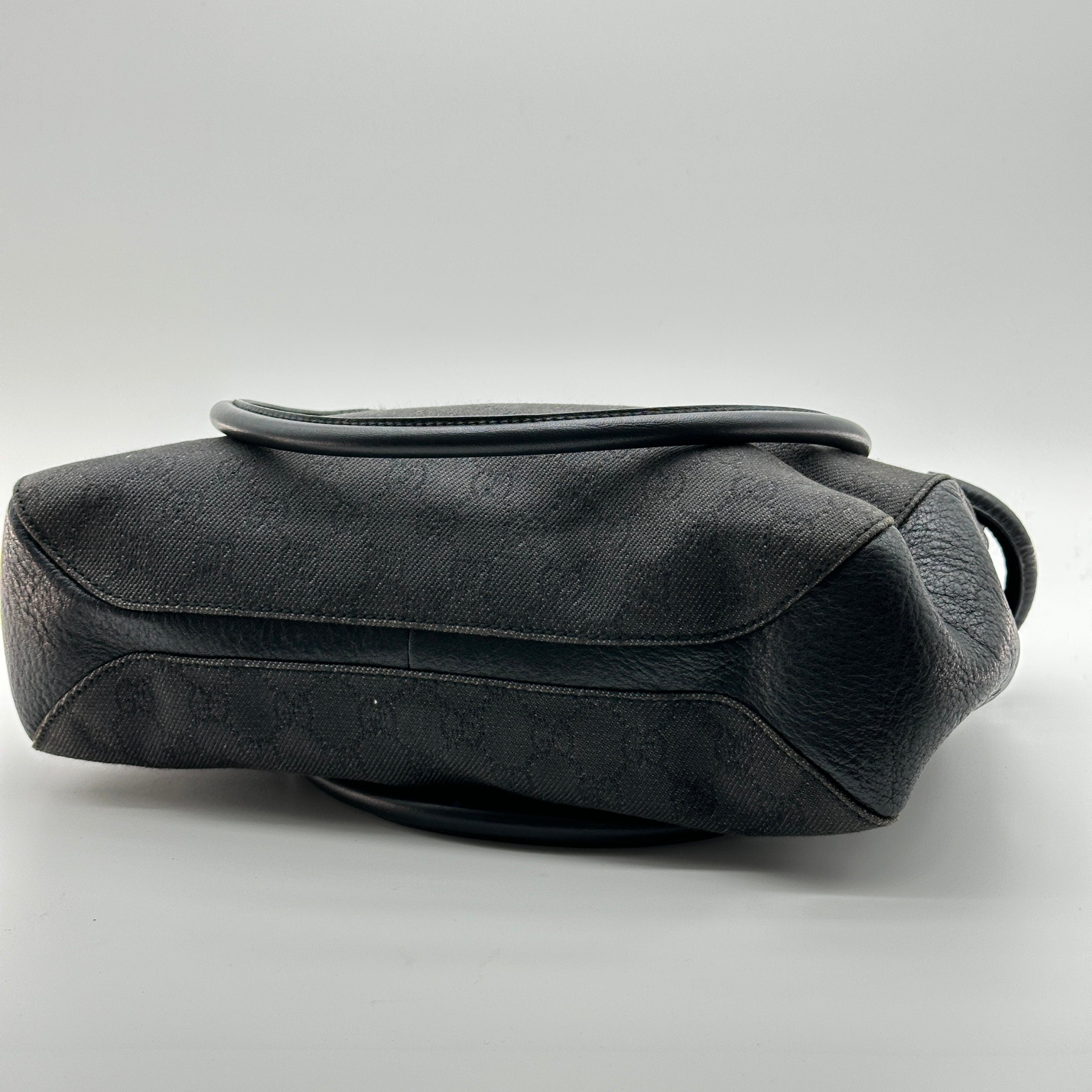 gucci gg canvas leather tote bag vintage top handle black