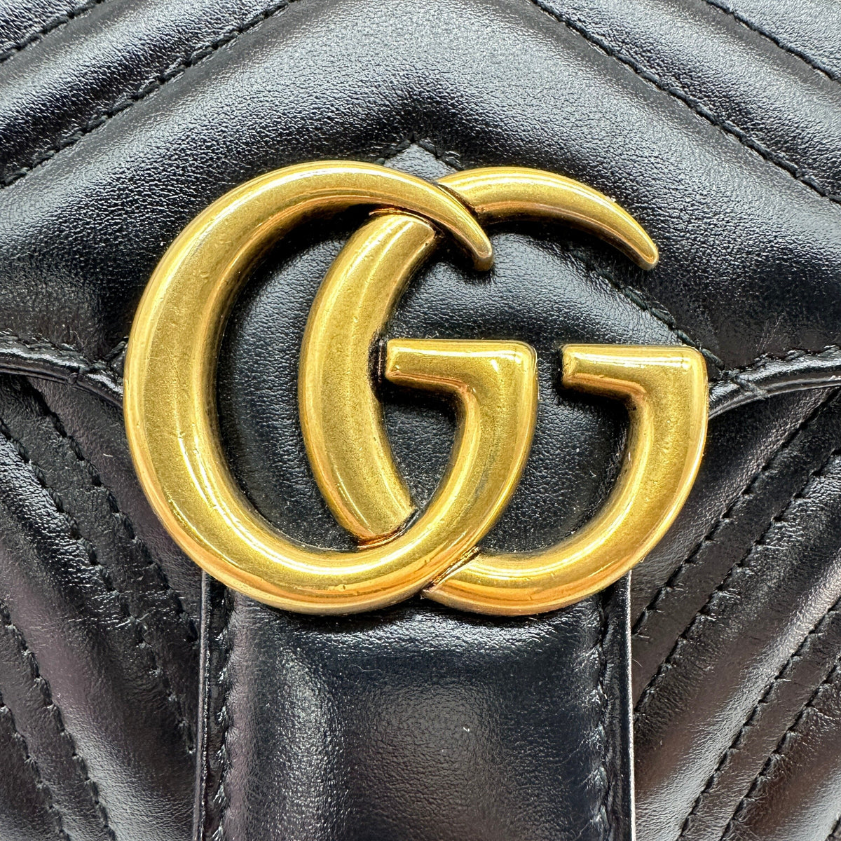 Gucci Matelassé Leather GG Marmont Black Chain Shoulder Bag