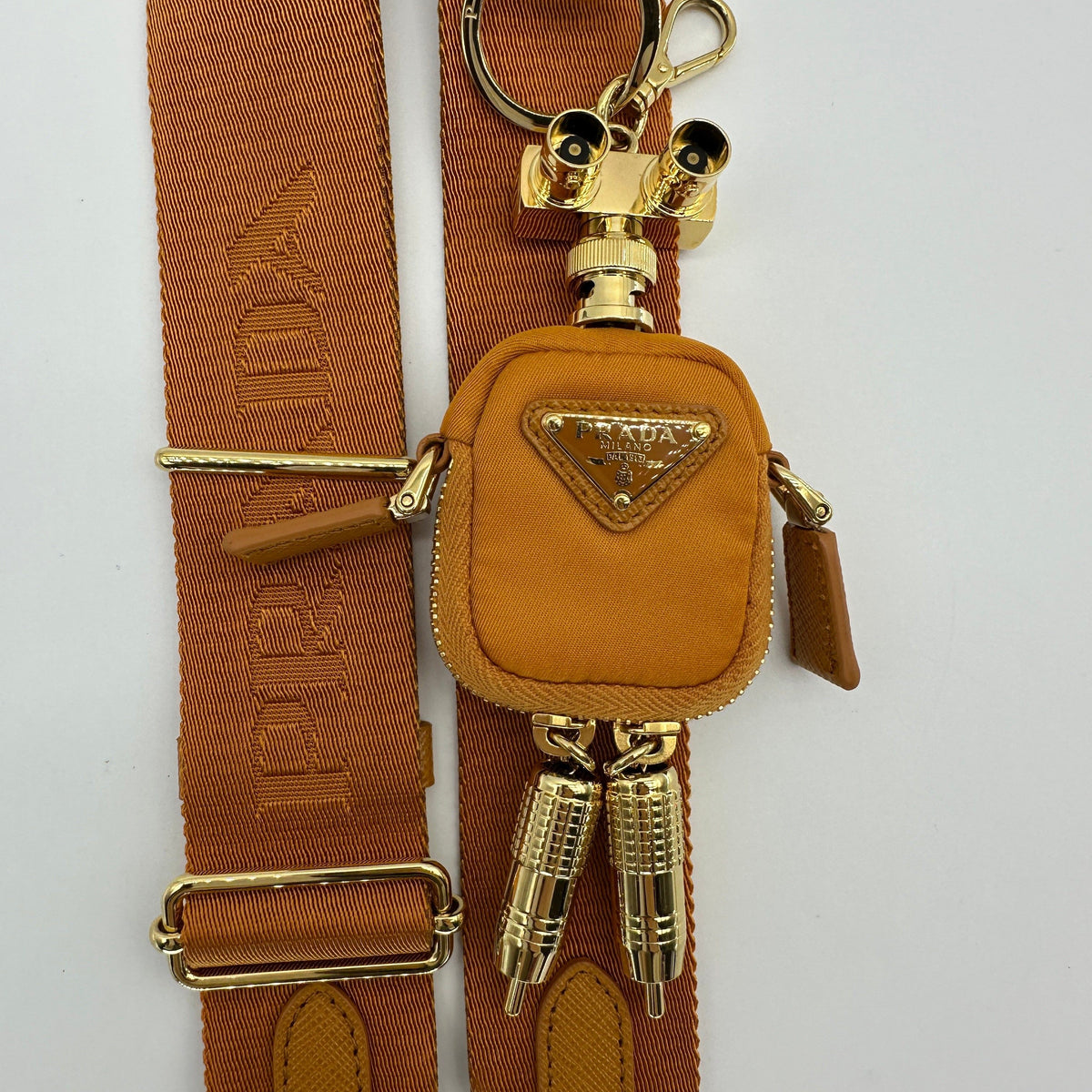 Prada Tessuto Nylon & Leather 2 Way Shoulder Bag Orange