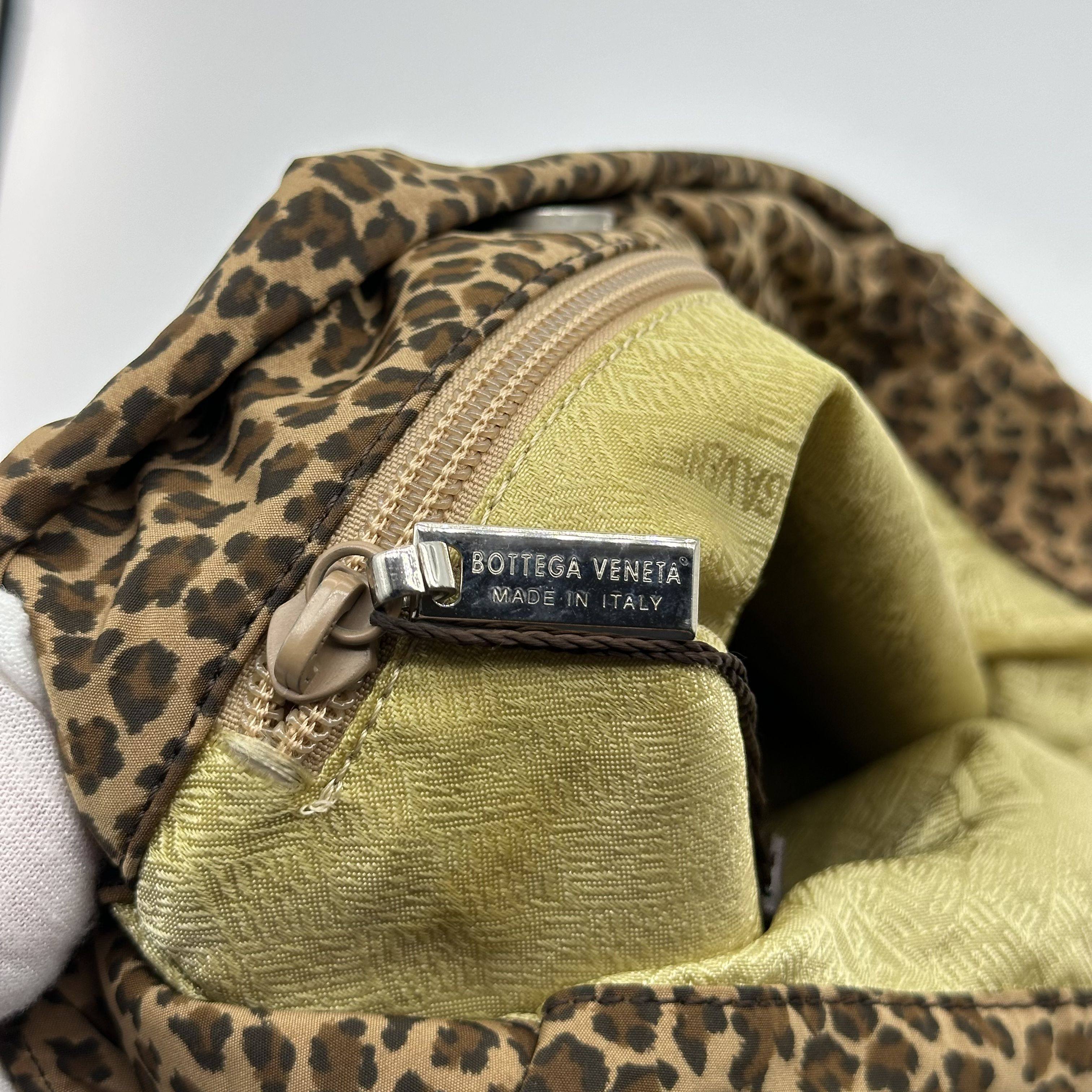 bottega Veneta  nylon leopard print hobo shoulder bag
