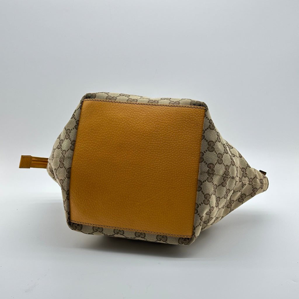 gucci canvas tote bag yellow beige gg canvas