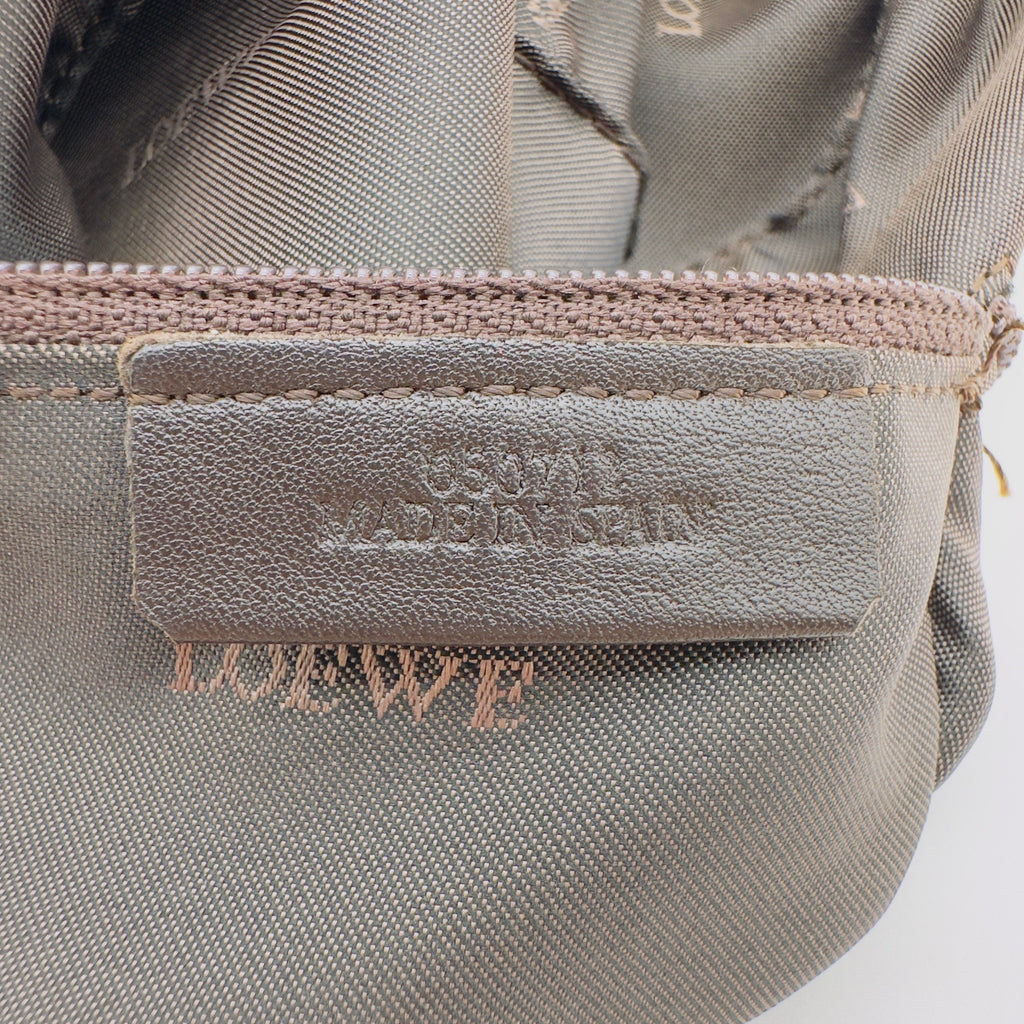 Loewe Nylon and Leather Anagram Small Beige Boston Bag