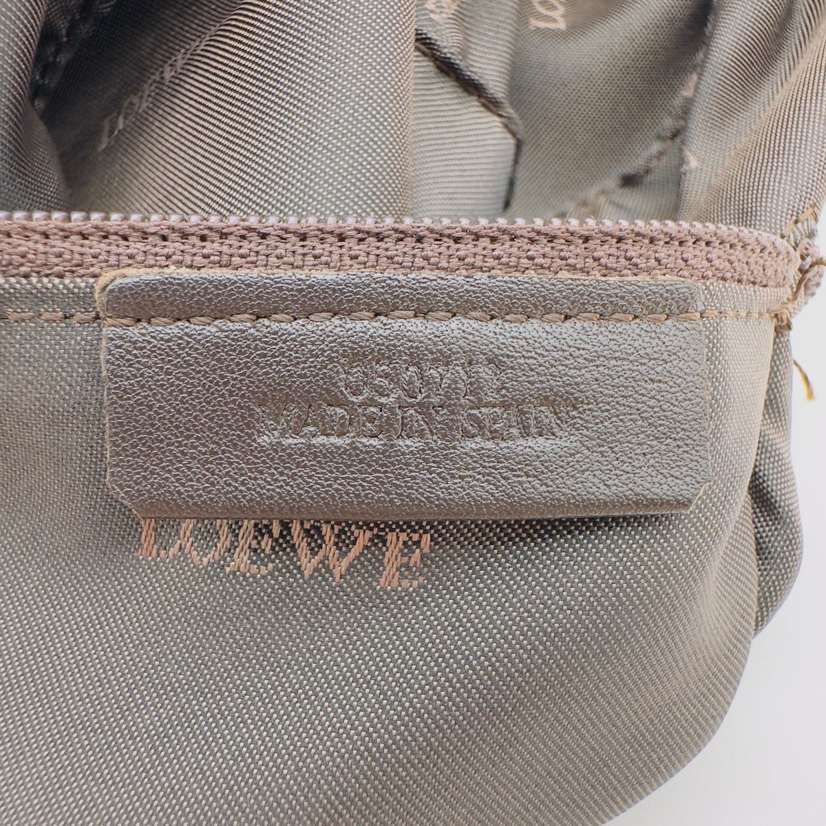 Loewe Nylon and Leather Anagram Small Beige Boston Bag