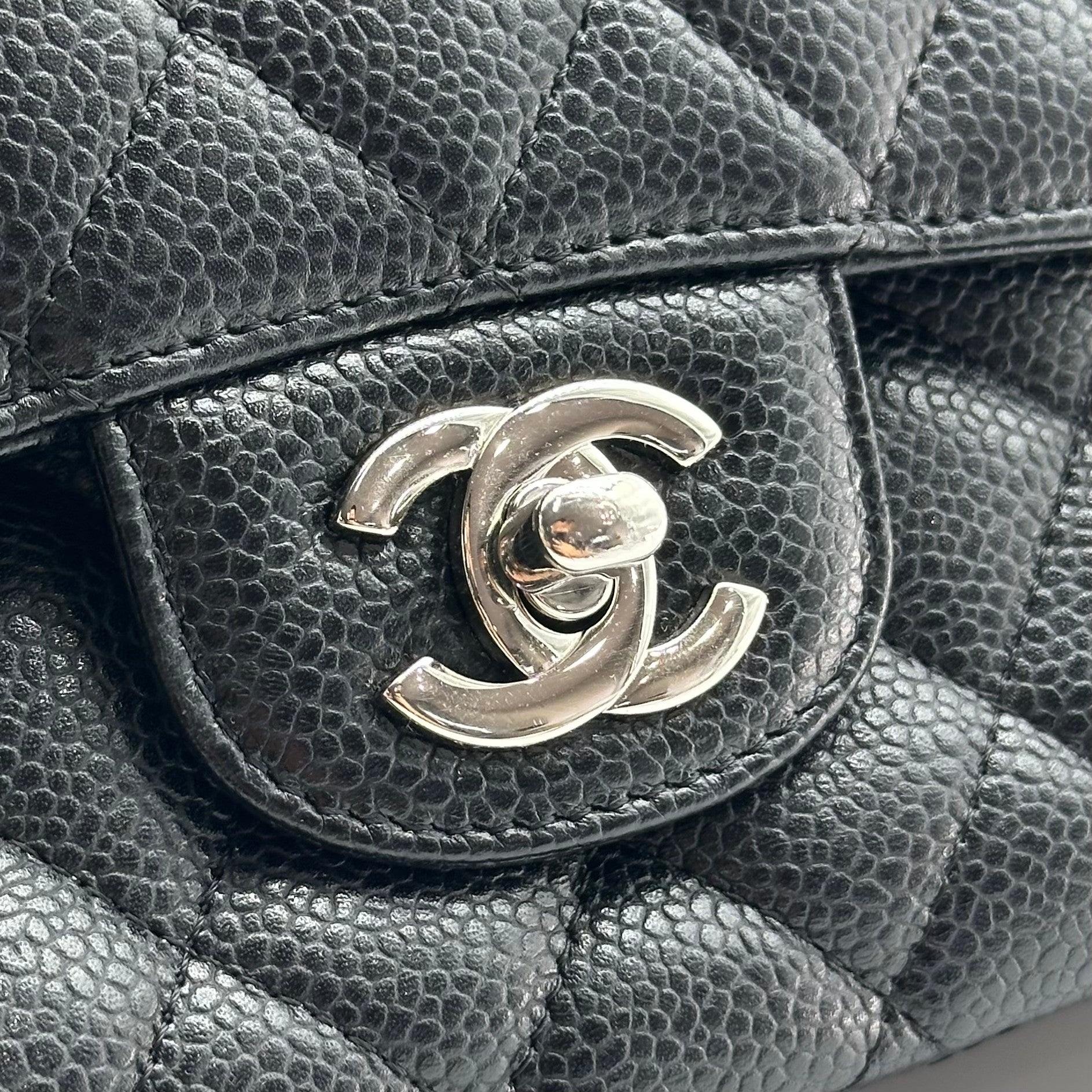 Chanel Black Caviar Medium Classic Double Flap Bag SV