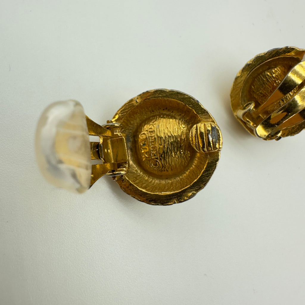 Chanel Gold Coco Mark Round Clip-On Earrings