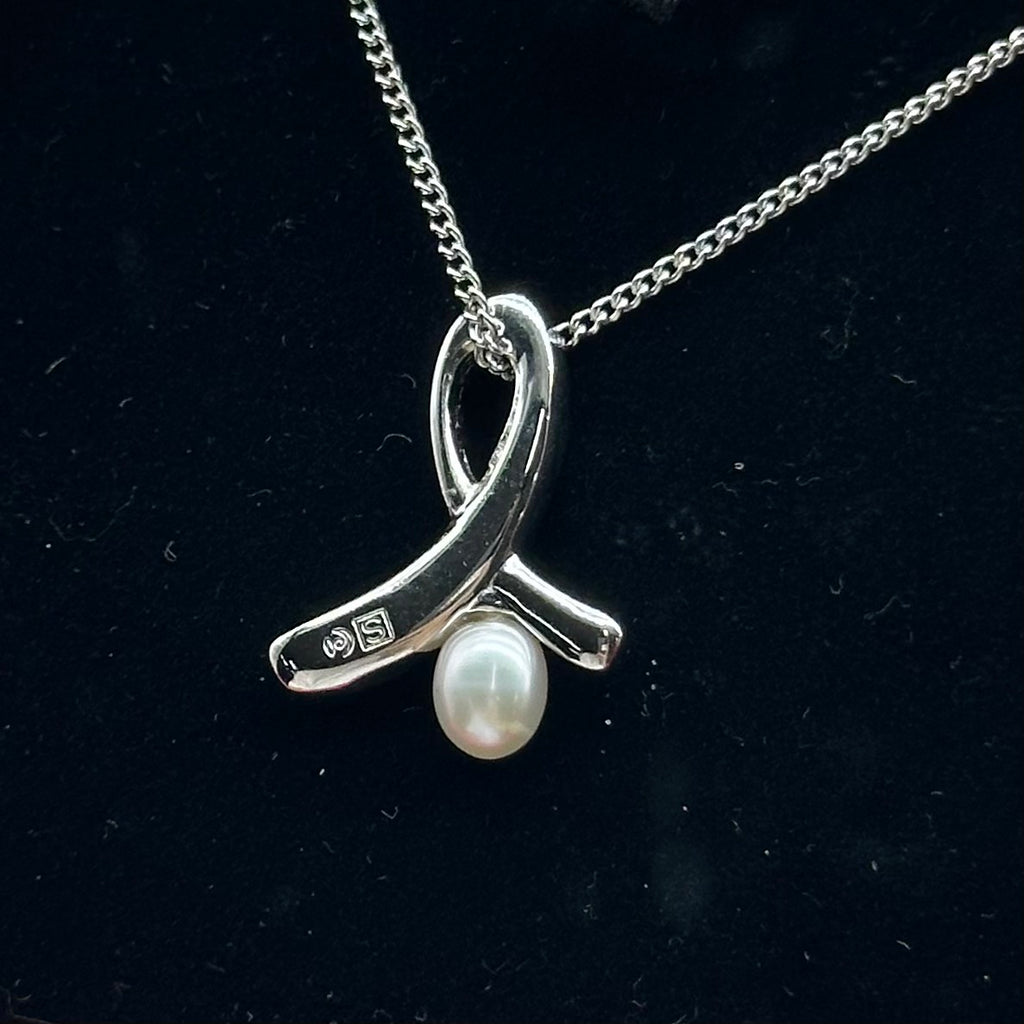 TASAKI Akoya Pearl Necklace with Cross Motif Silver