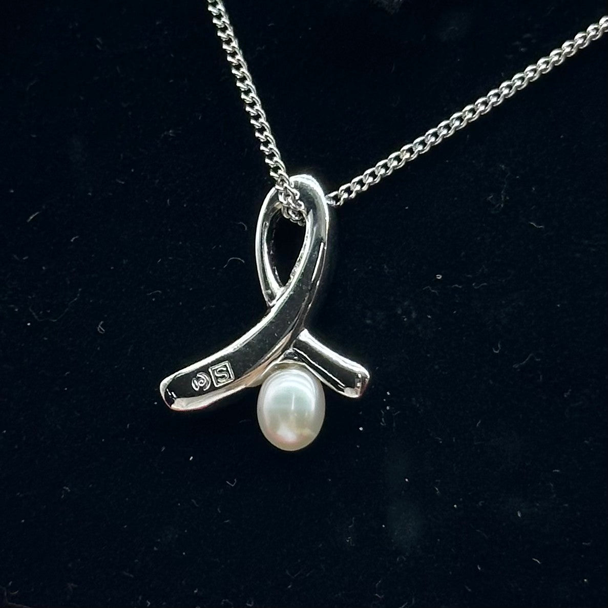 TASAKI Akoya Pearl Necklace with Cross Motif Silver