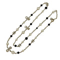 Chanel Black and White Pearl Necklace Sweater Chain