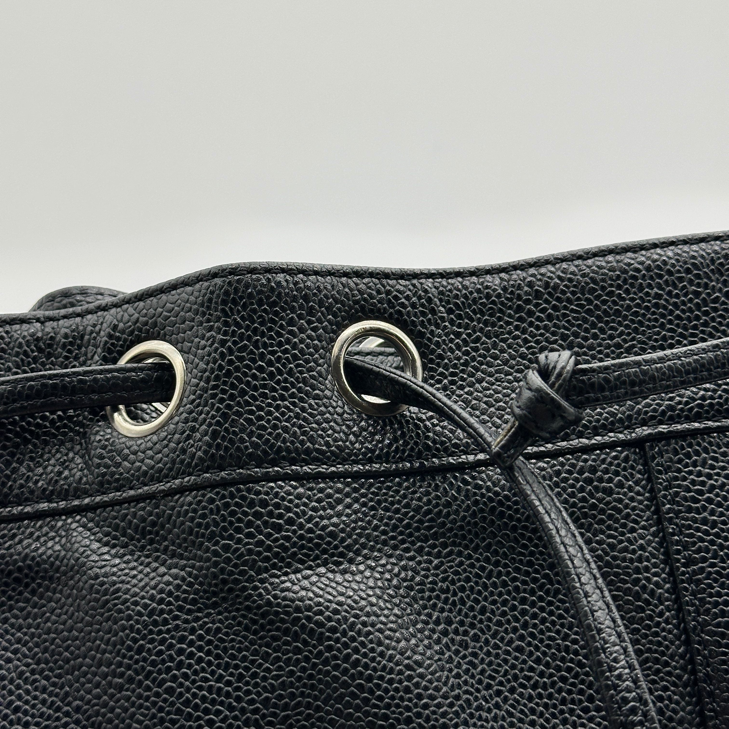 chanel caviar cc backpack black caviar leather