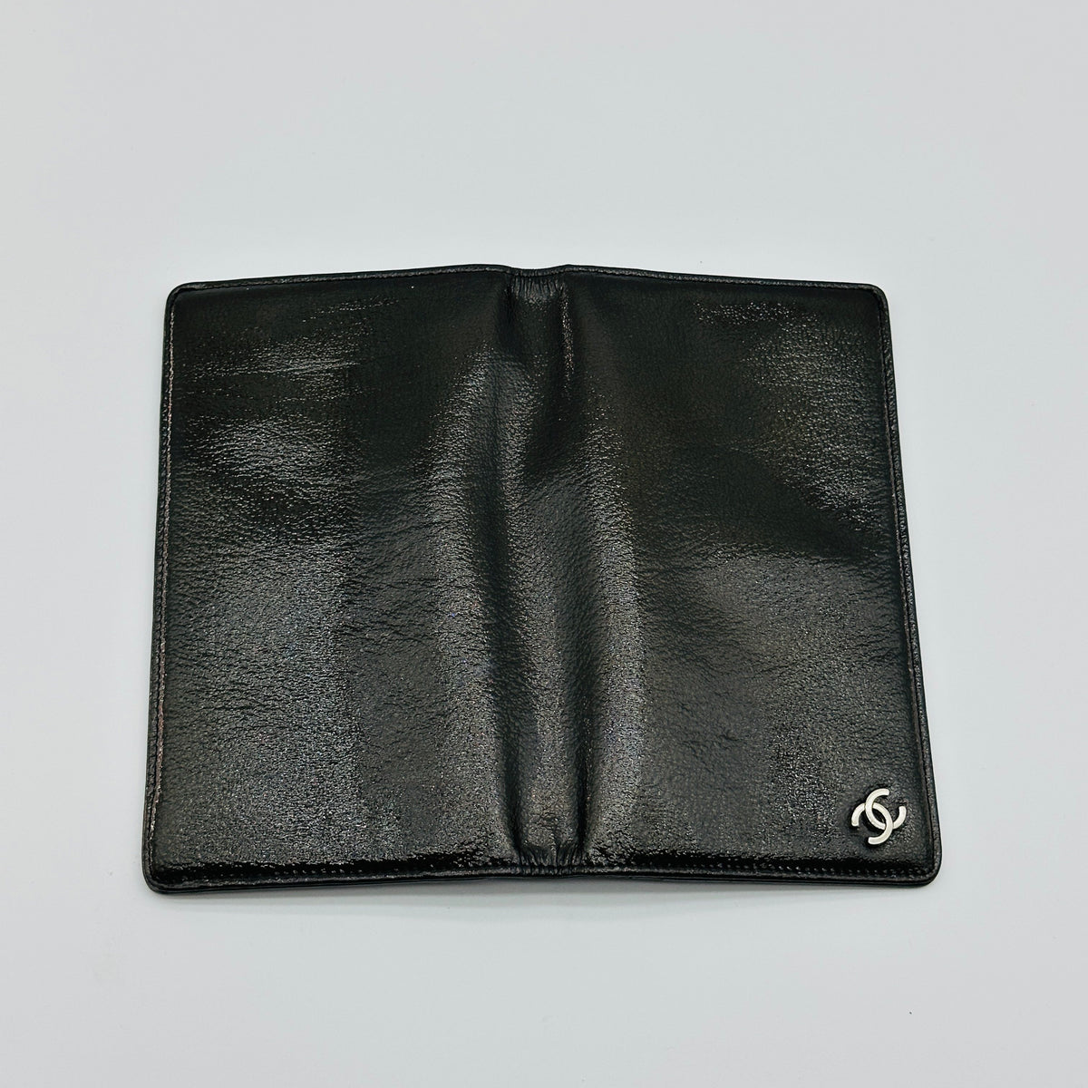 Chanel Patent Leather Coco Mark Long Black Bifold Wallet