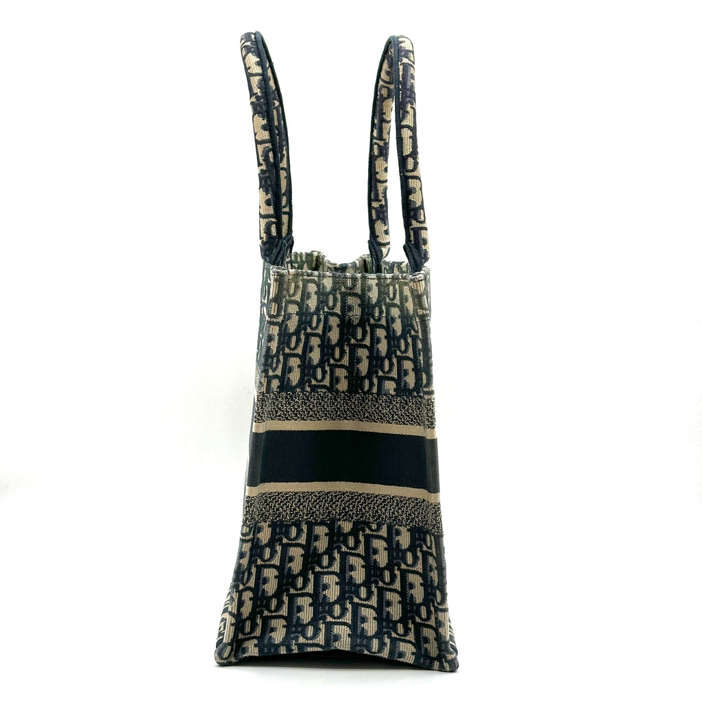 Dior Oblique Canvas Book Tote Medium Navy Tote Bag