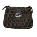 Fendi FF Logo Zucca Shoulder Crossbody Bag Brown Canvas Leather Vintage