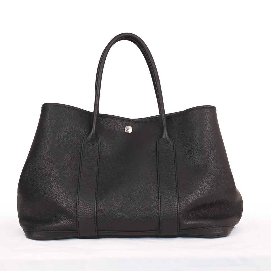 Hermes Garden Party 36 PM Black Canvas Tote Bag □O Stamp Restored Color Touch Up