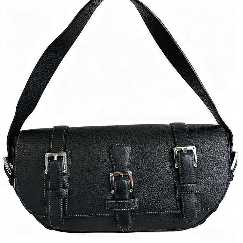 Loewe Vintage Leather Shoulder Bag Handbag Black