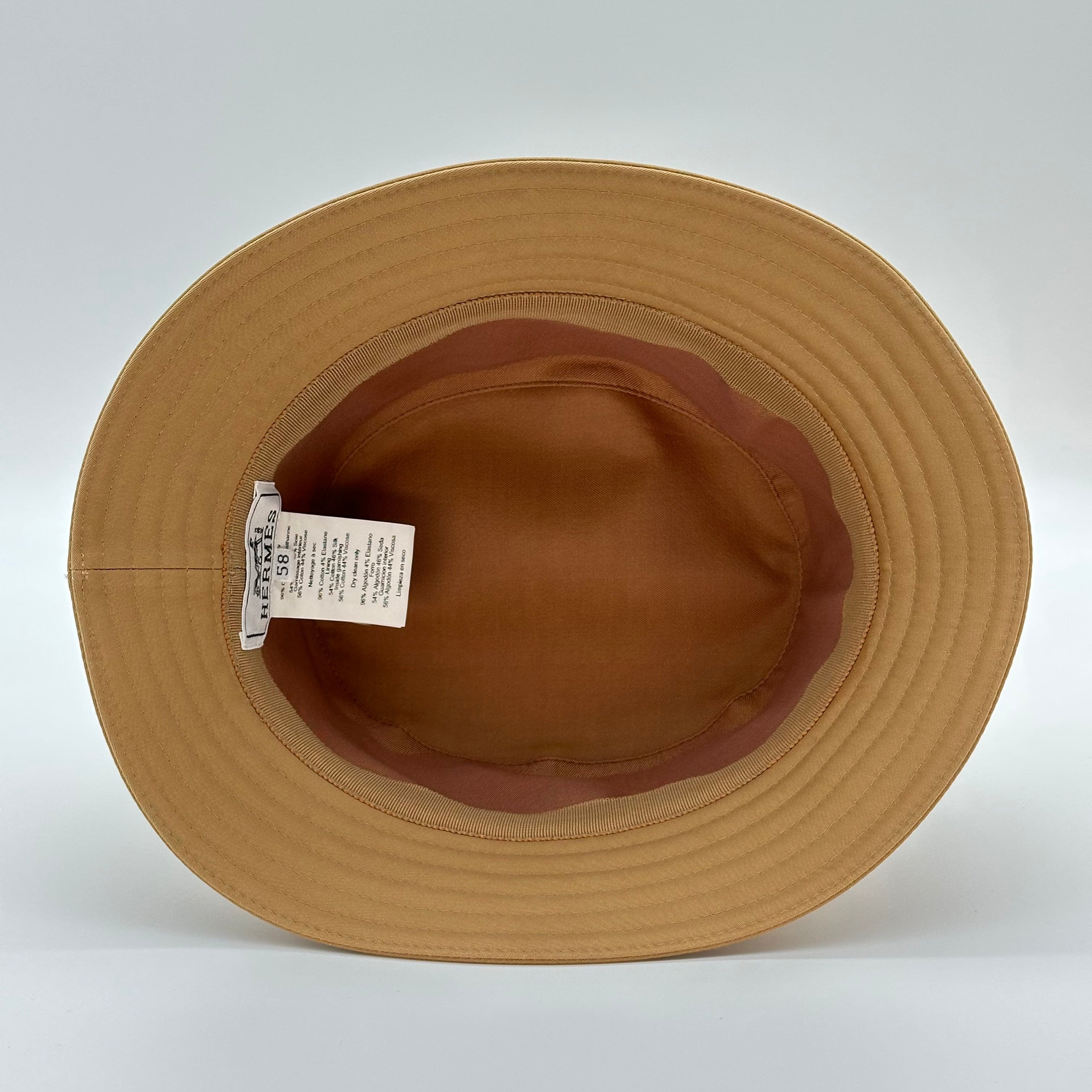 Hermès Knot Detail H Logo Bucket Hat Biscuit Size 58 96% cotton 4% elastane
