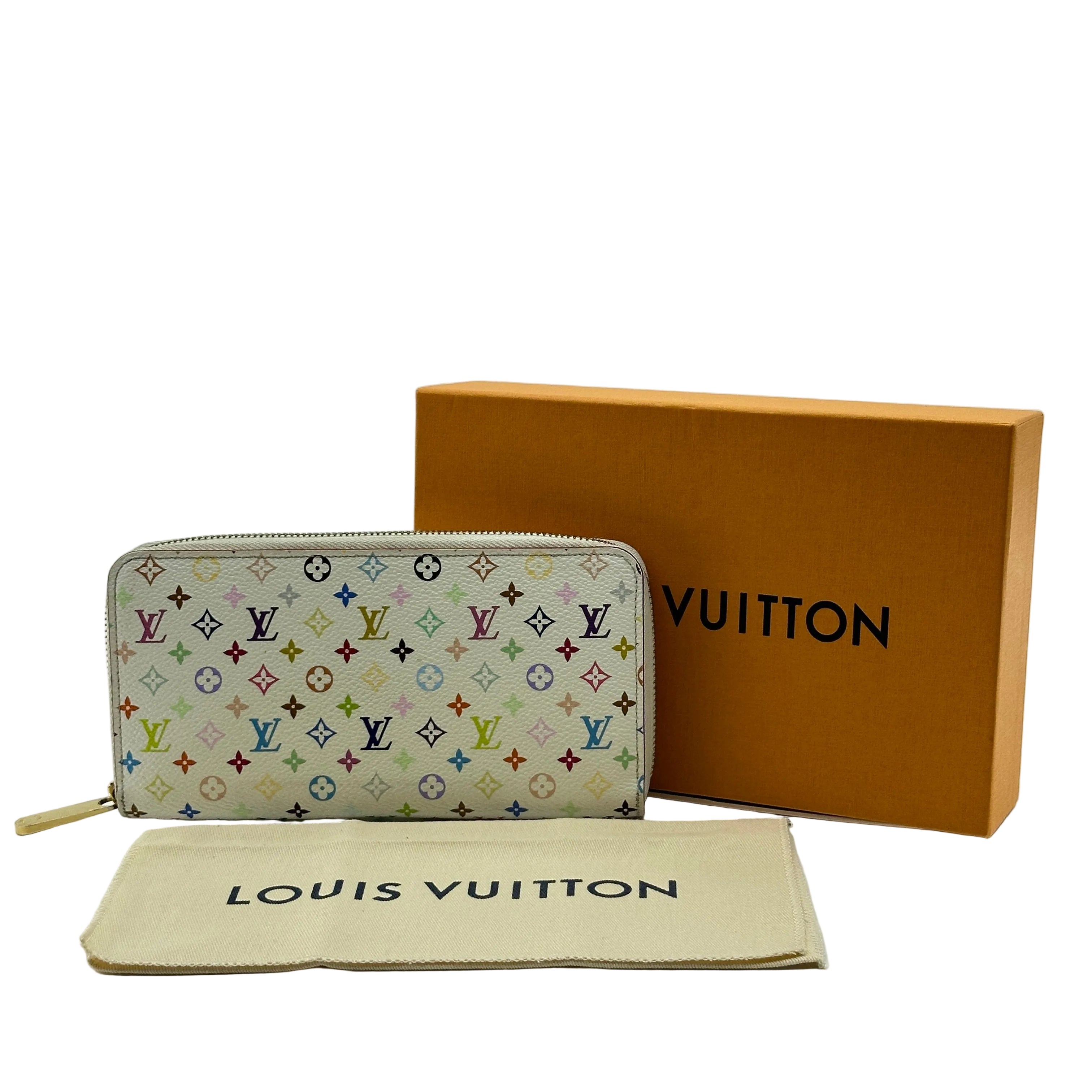 LOUIS VUITTON M60274 monogram mutlicoloer zippy wallet WHITE+ORANGE LV ×TM
