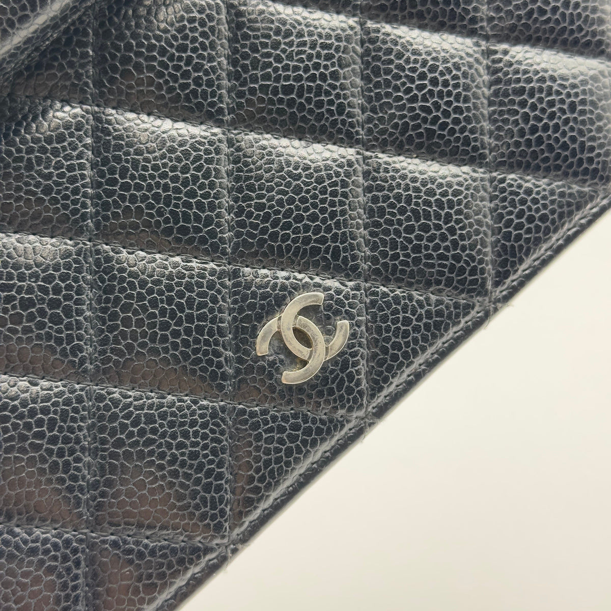 Chanel Quilted Caviar Calfskin Coco Mark Black Long Wallet