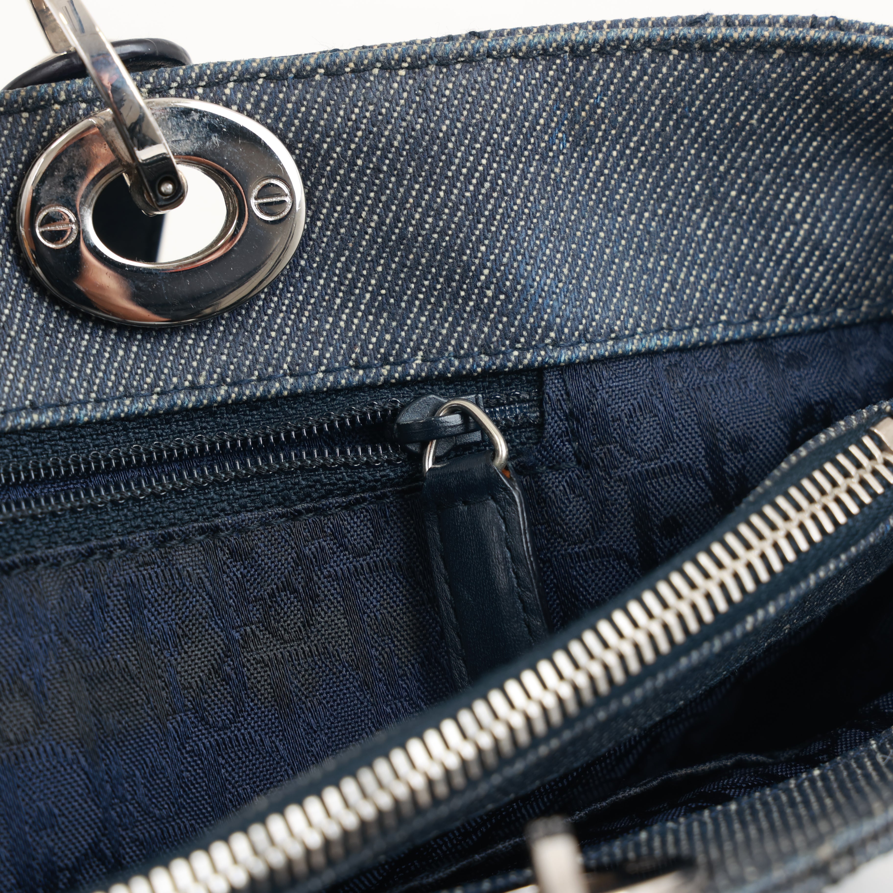 Christian Dior Denim Cannage Tote Bag Shoulder Bag