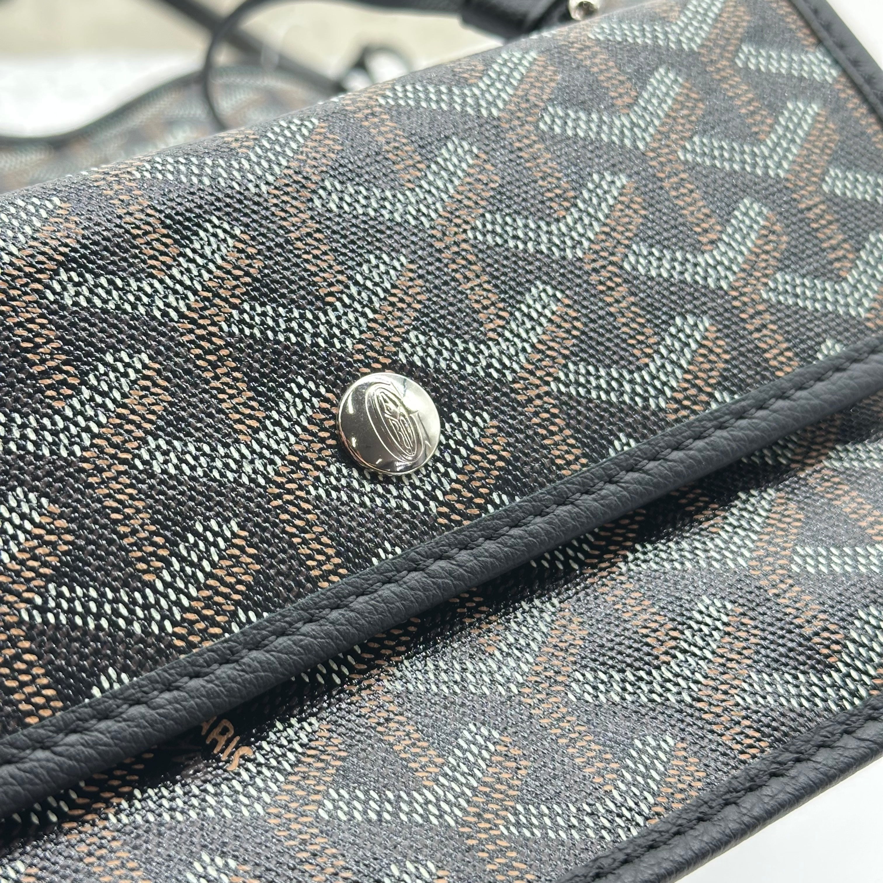 Goyard Saint Louis PM 手提包黑色 Monogram 帆布 PVC 皮革单肩购物袋
