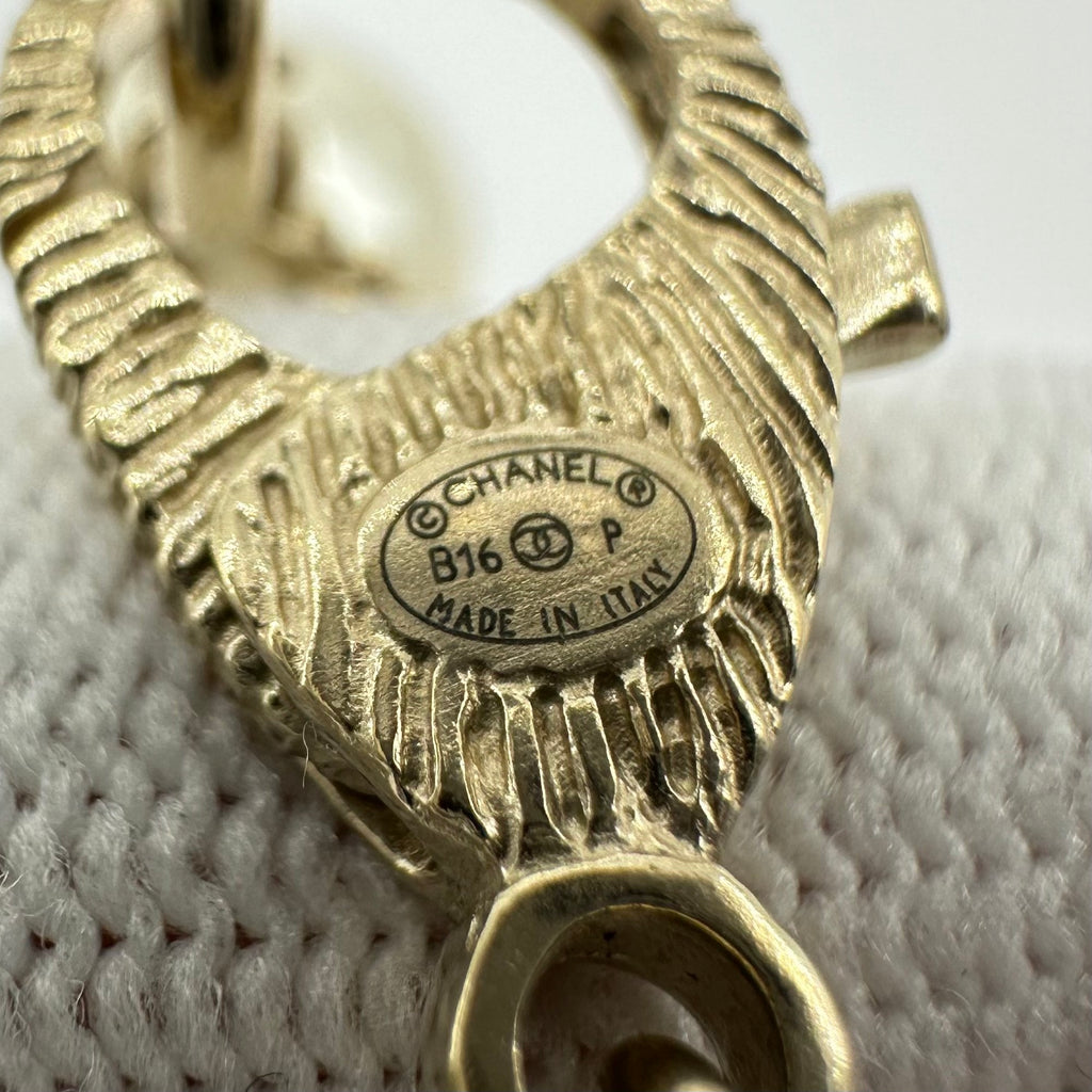 Chanel Double C Pearl Sweater Chain Necklace