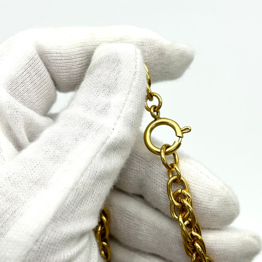 Chanel Vintage Coin Sweater Chain Necklace Gold 93P