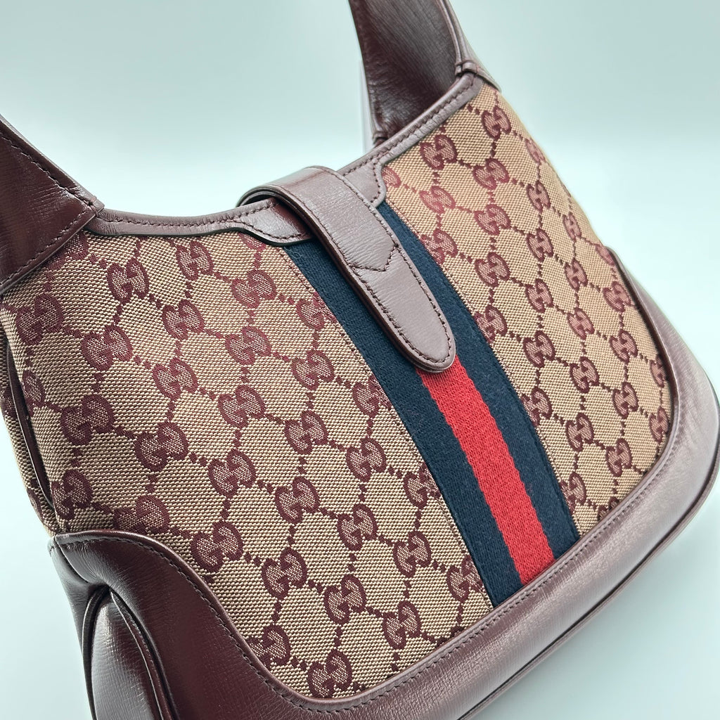 Gucci Burgundy GG Supreme Jackie 1961 Small Shoulder Bag