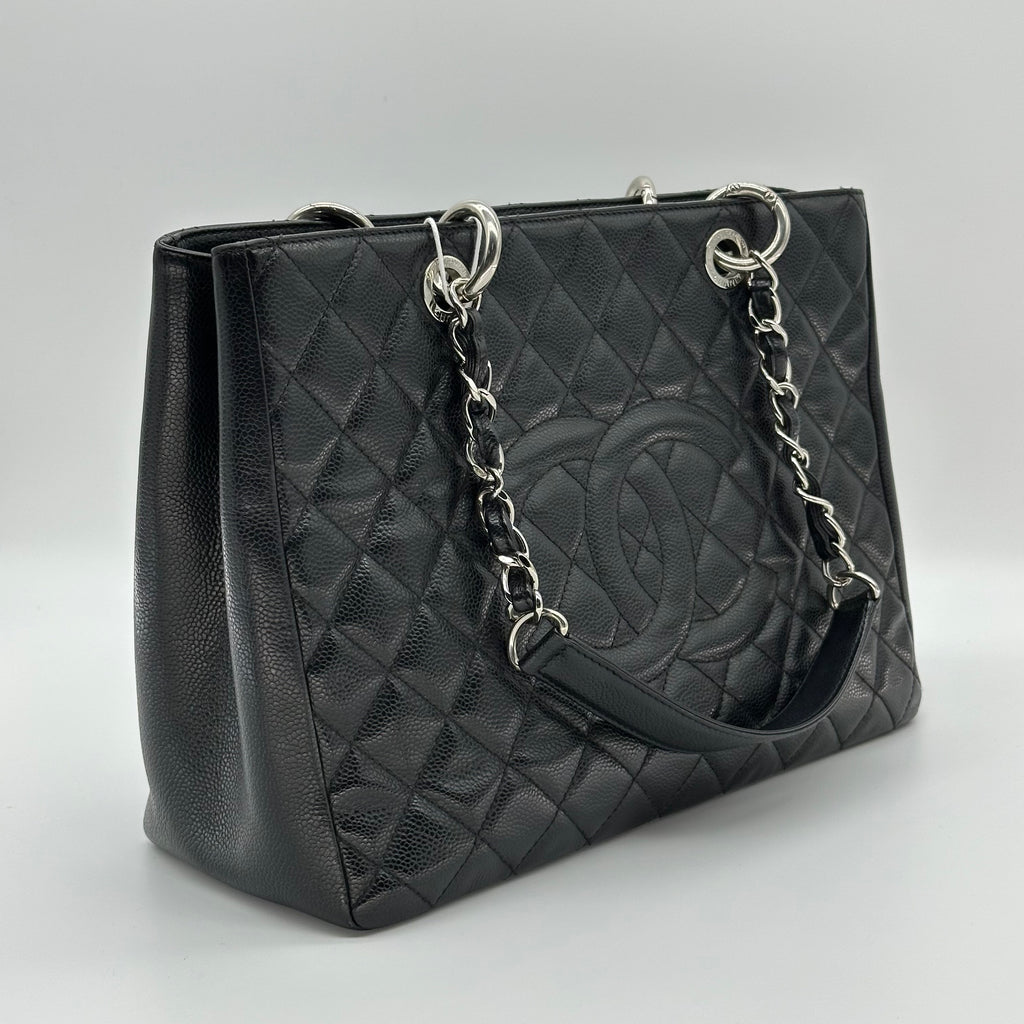 Chanel GST Caviar Leather Chain Tote Bag Black Gold Hardware 16 Series
