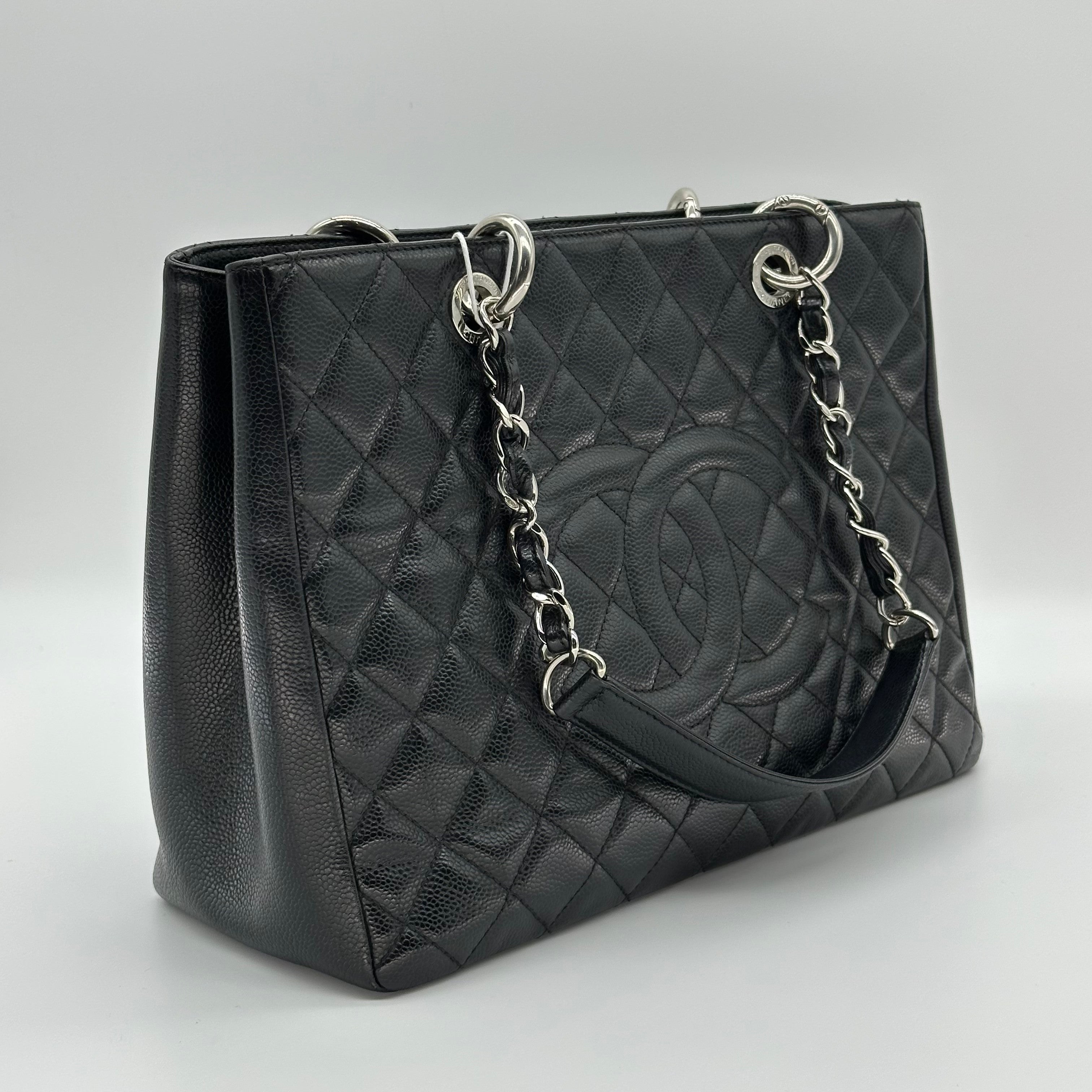 Chanel GST Caviar Leather Chain Tote Bag Black Gold Hardware 16 Series