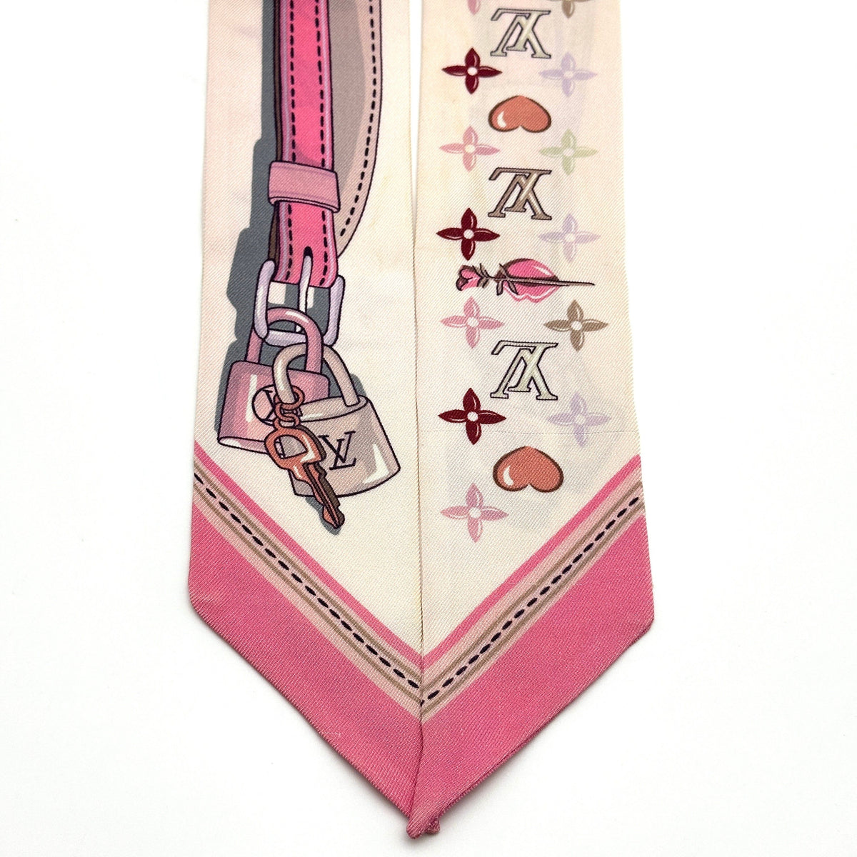 Louis Vuitton Silk Flowers and Straps Bandeau BB Pink Scarf