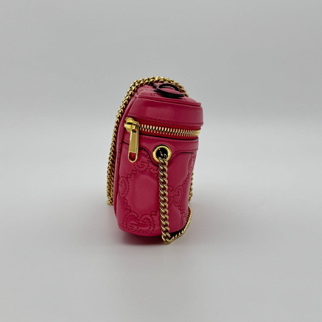 Gucci Pink GG Quilted Leather Matelassè Mini Top Handle Bag