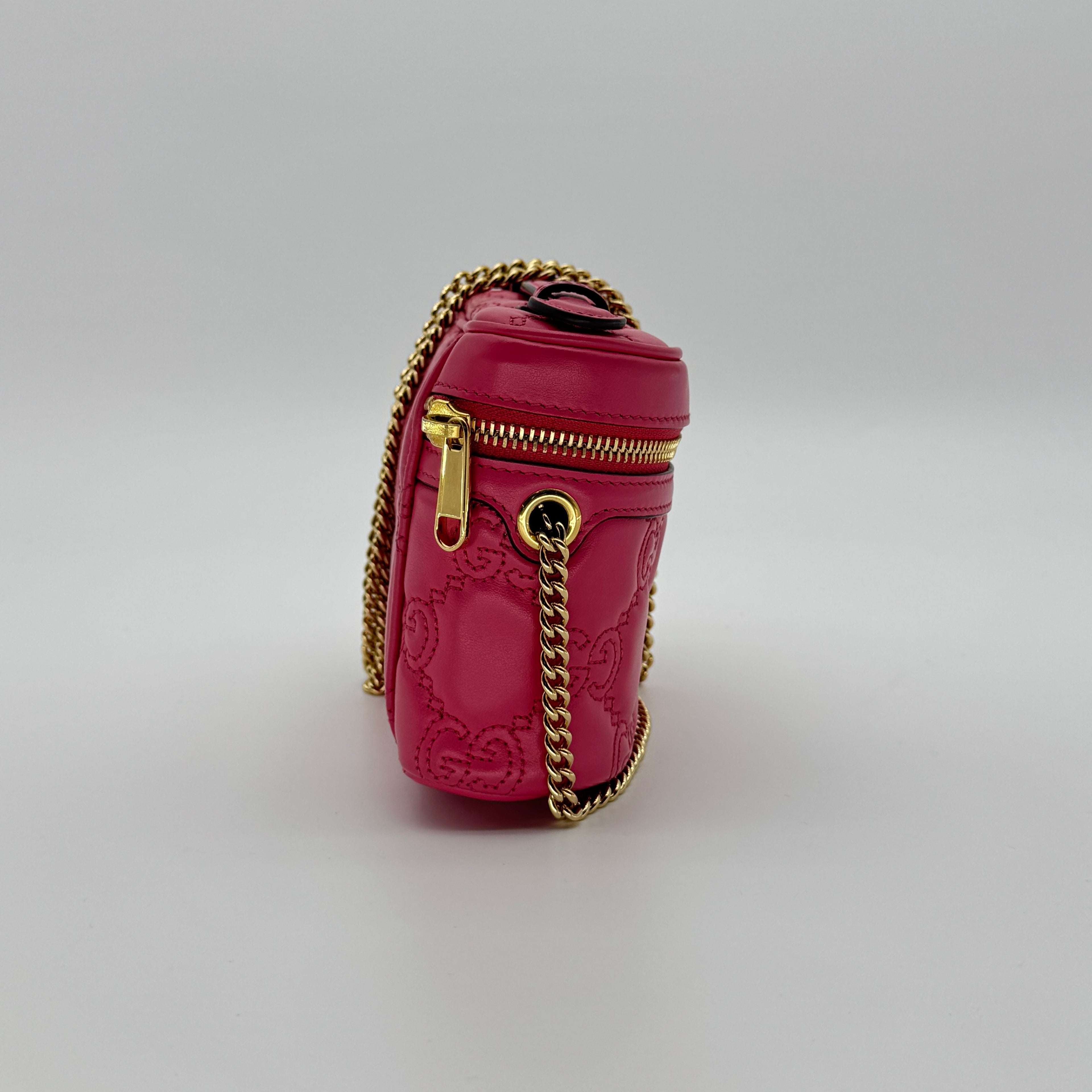 Gucci Pink GG Quilted Leather Matelassè Mini Top Handle Bag