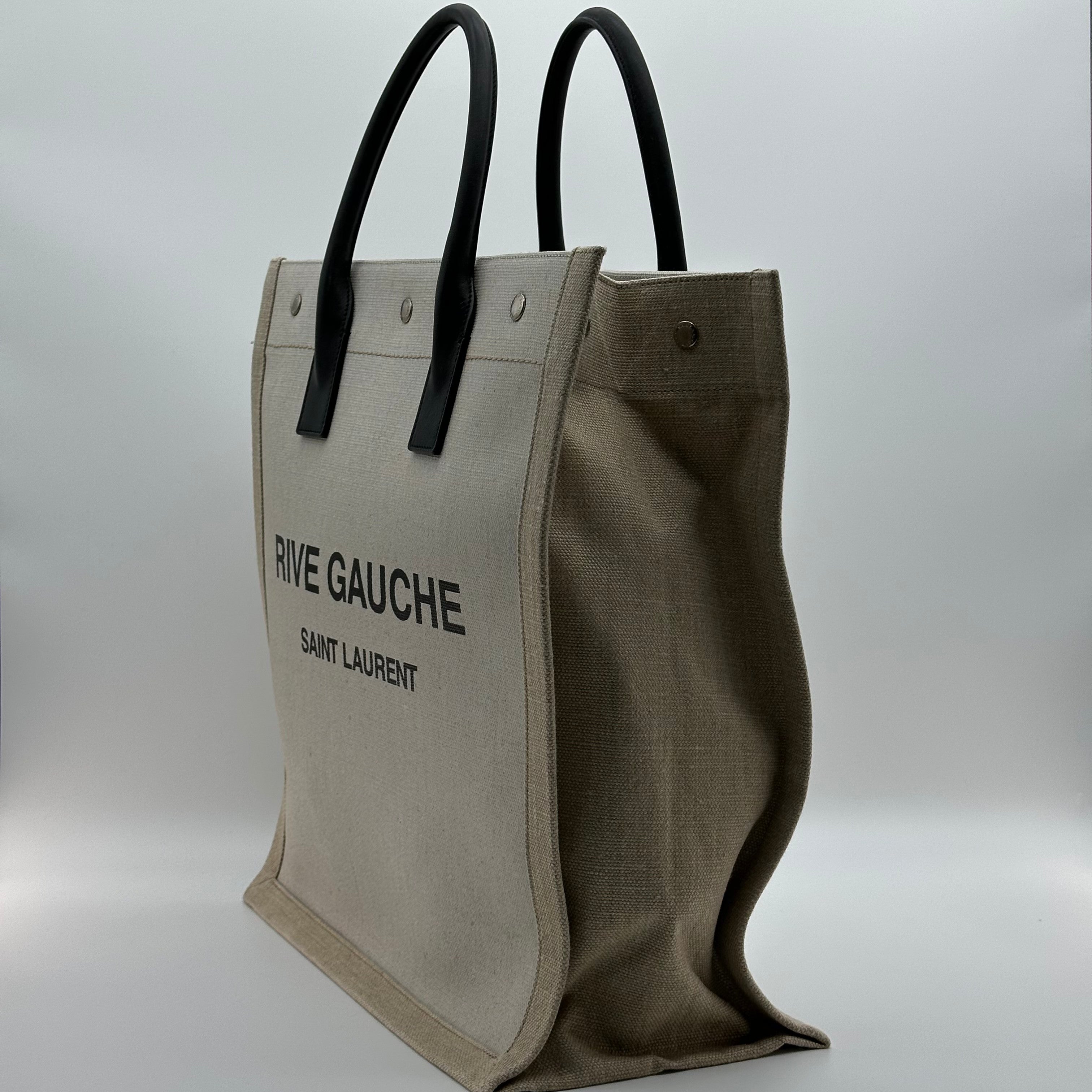 Saint Laurent cream ‘Rive Gauche North/South’ shopper bag