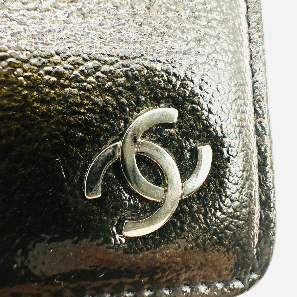 Chanel Patent Leather Coco Mark Long Black Bifold Wallet