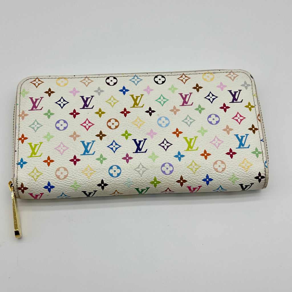 LOUIS VUITTON M60274 monogram mutlicoloer zippy wallet WHITE+ORANGE LV ×TM