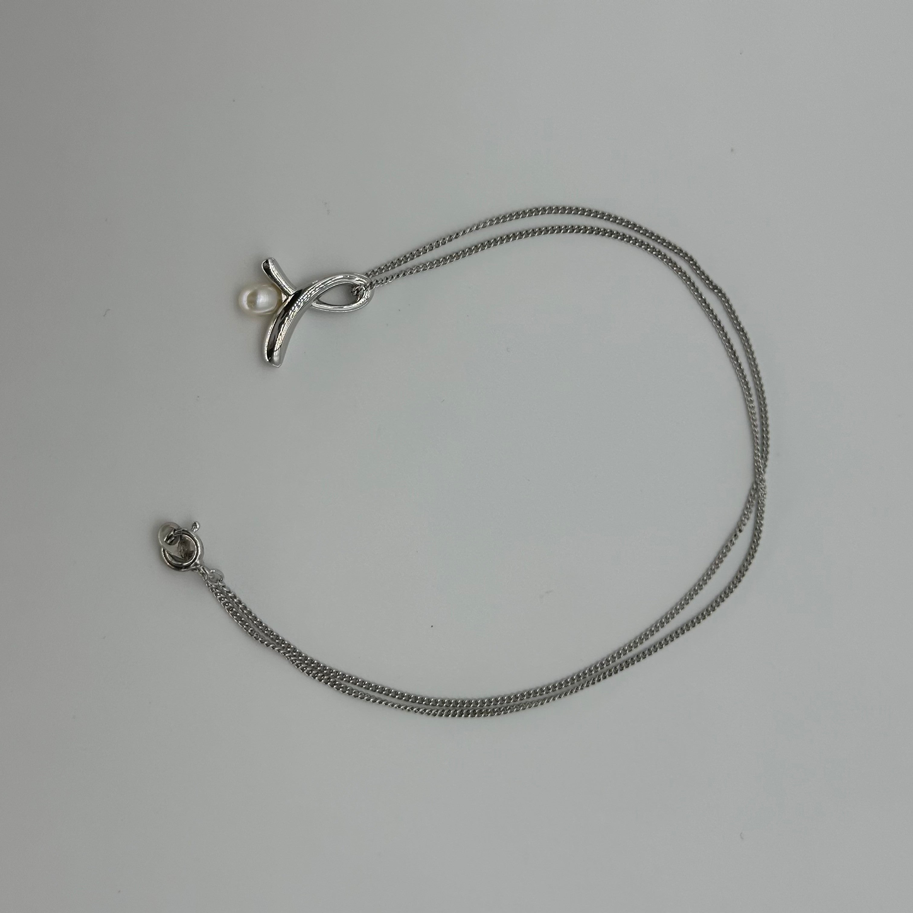 TASAKI Akoya Pearl Necklace with Cross Motif Silver