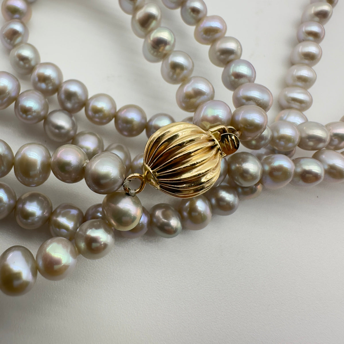 Tasaki Double Strand 5.7mm Freshwater Pearl K14 Gold Necklace