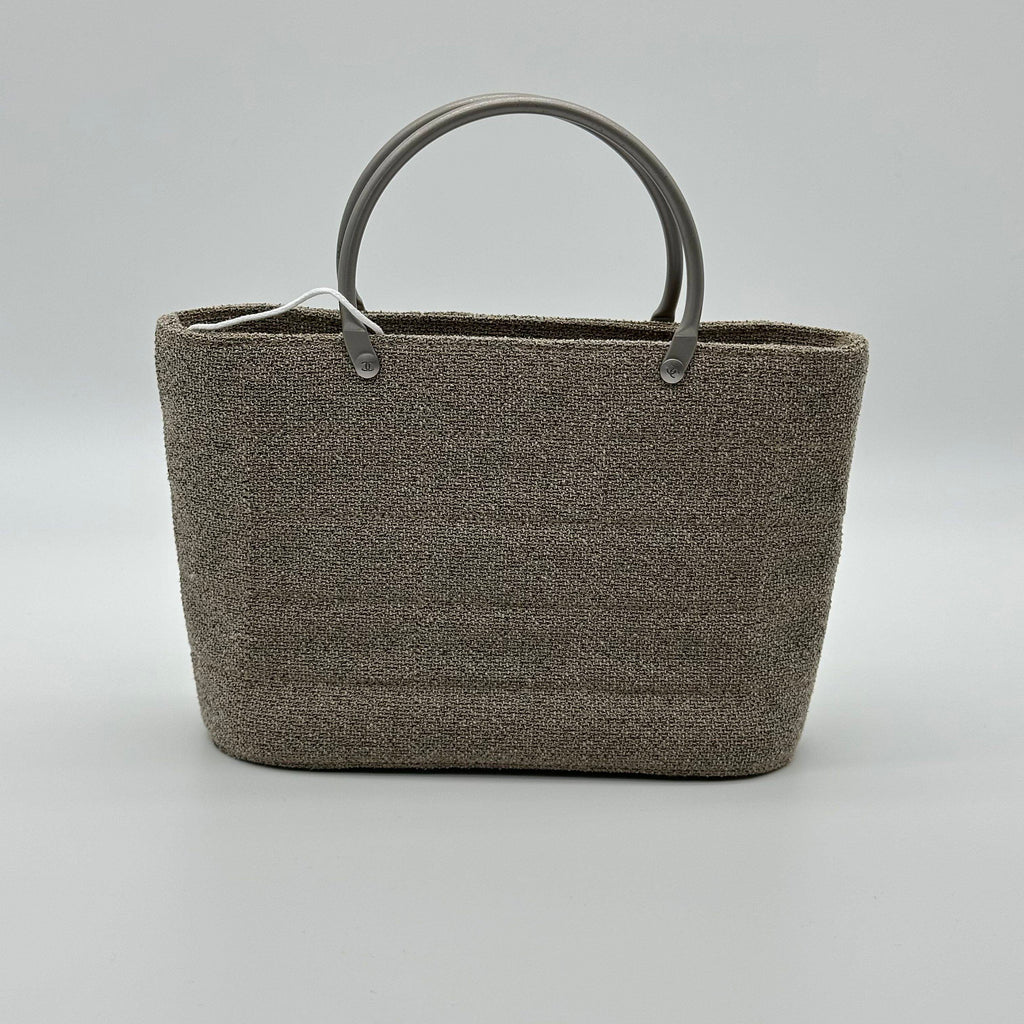 Chanel Mini Canvas Tote Bag Beige Matte Silver Hardware Vintage 5 Series