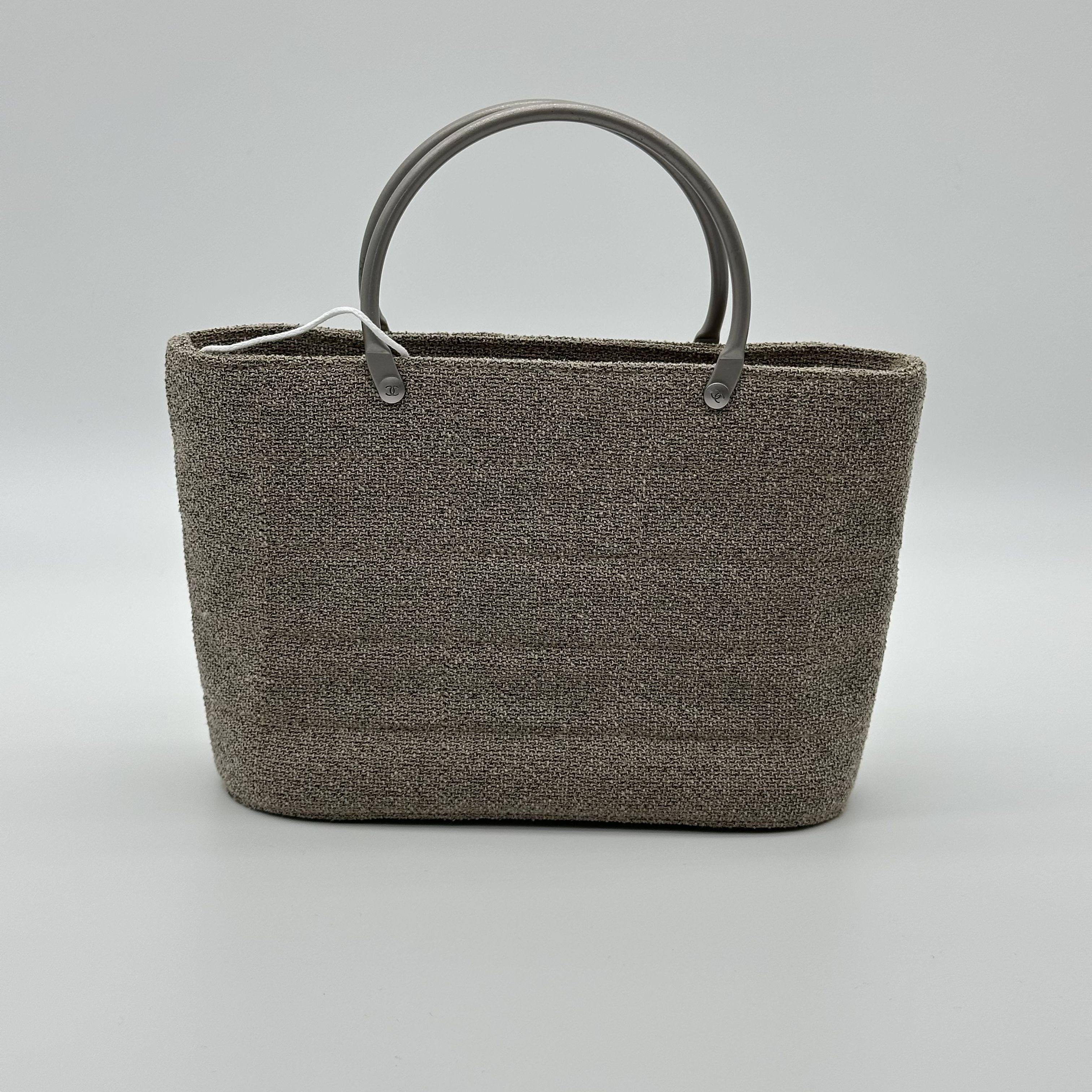 Chanel Mini Canvas Tote Bag Beige Matte Silver Hardware Vintage 5 Series