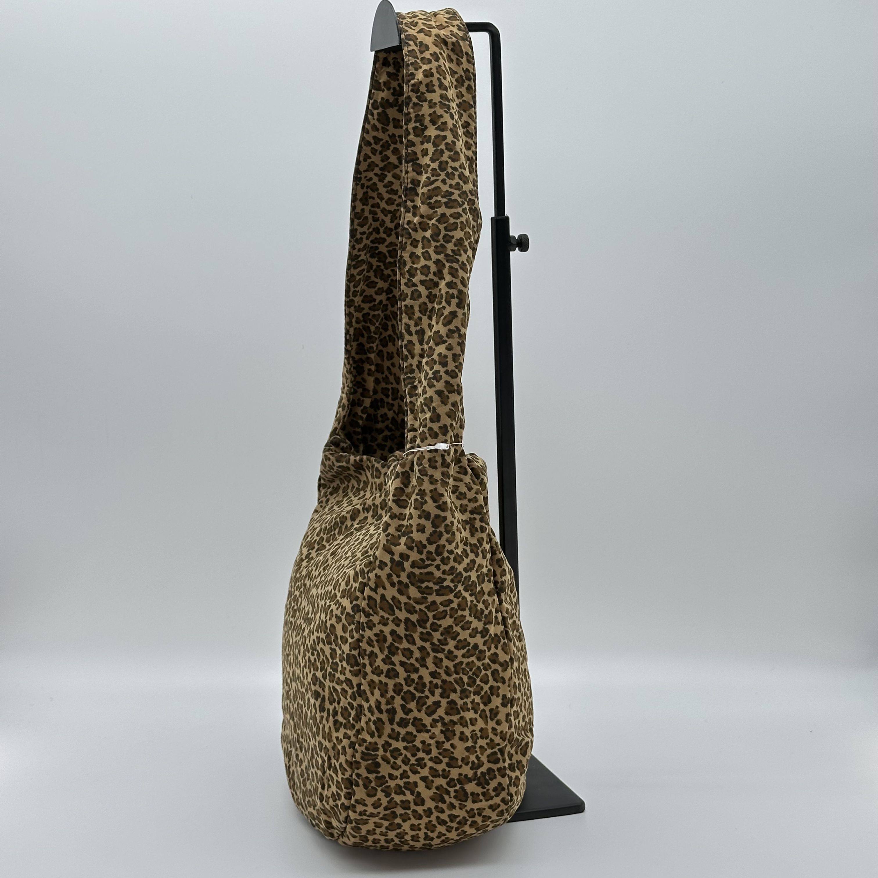 bottega Veneta  nylon leopard print hobo shoulder bag