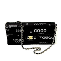 Chanel Canvas Coco Printed Quilted Medium Double Flap Black White